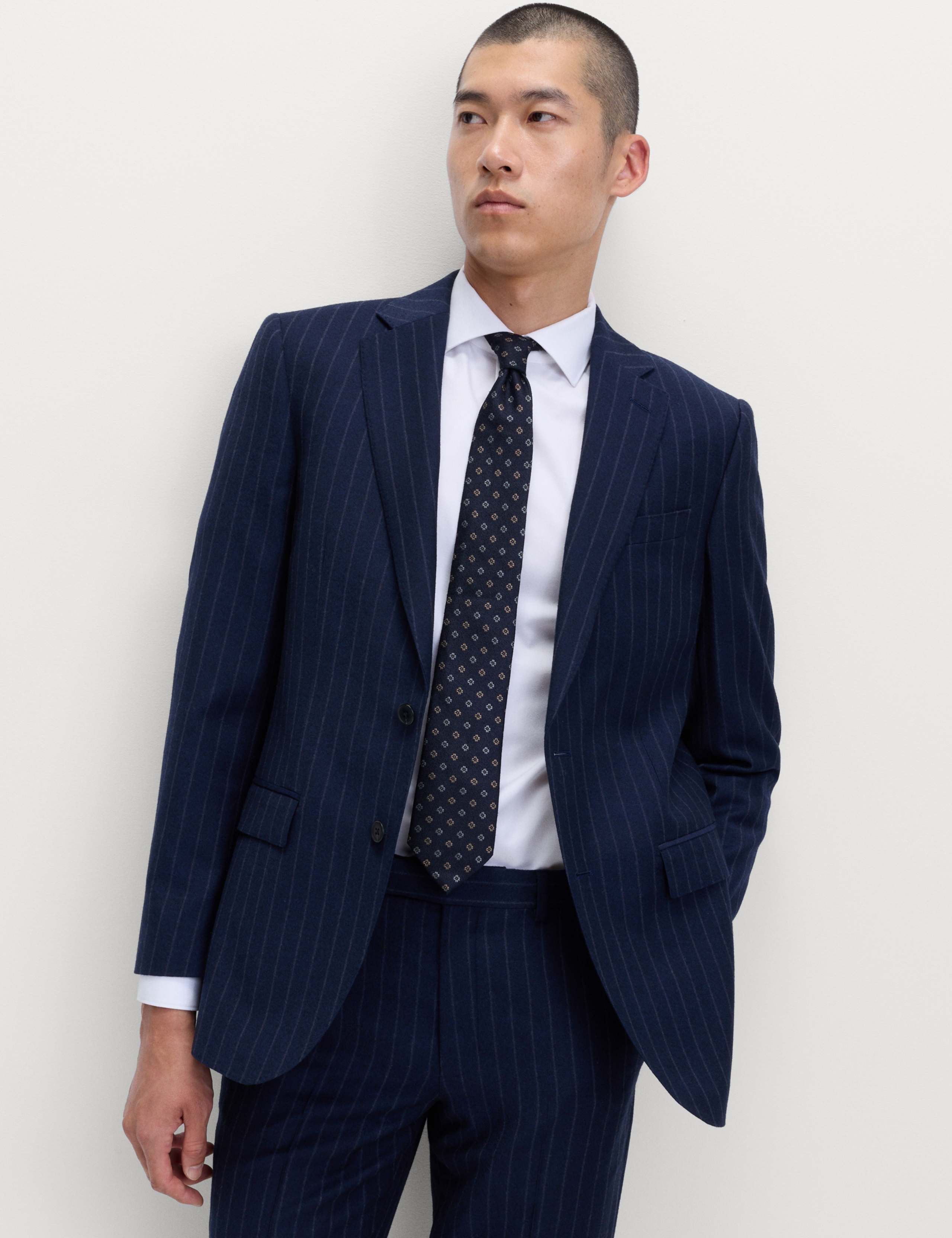 Regular Fit Pure Wool Pinstripe Suit Jacket 3 of 6