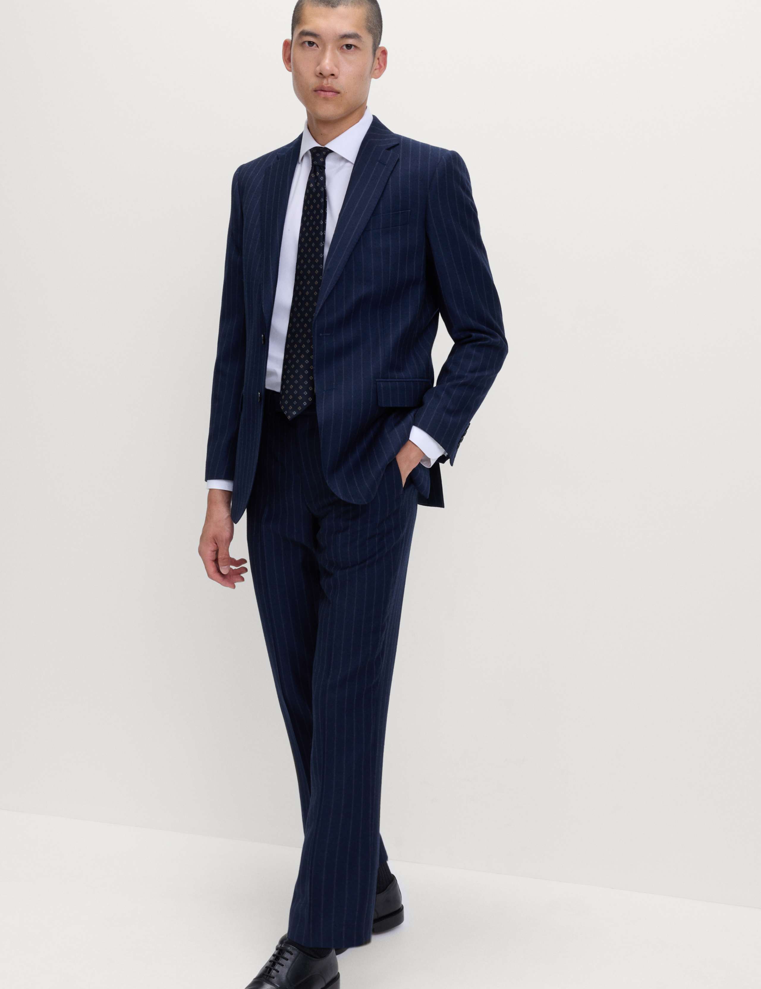 Regular Fit Pure Wool Striped Suit Trousers 5 of 6
