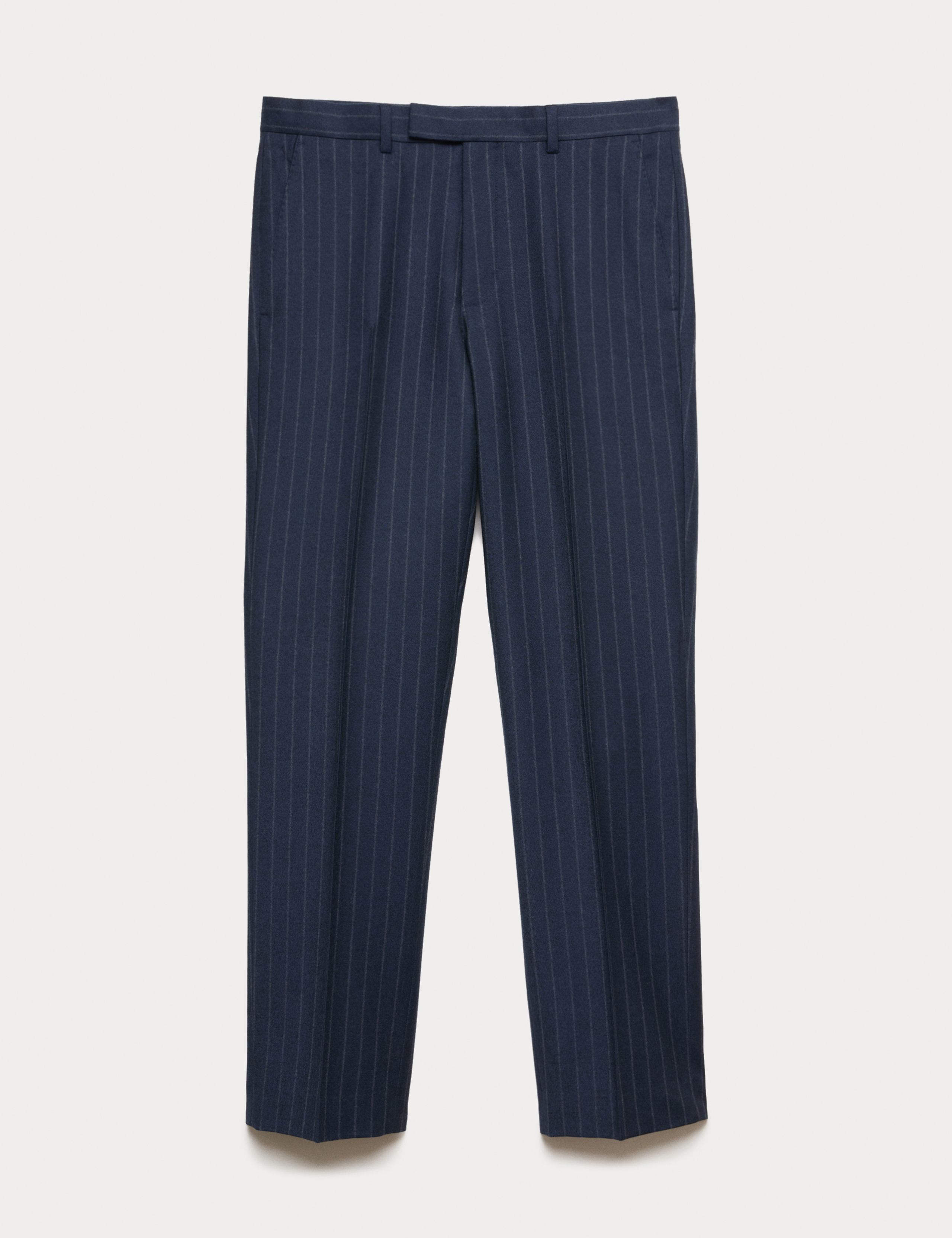 Regular Fit Pure Wool Striped Suit Trousers 2 of 6