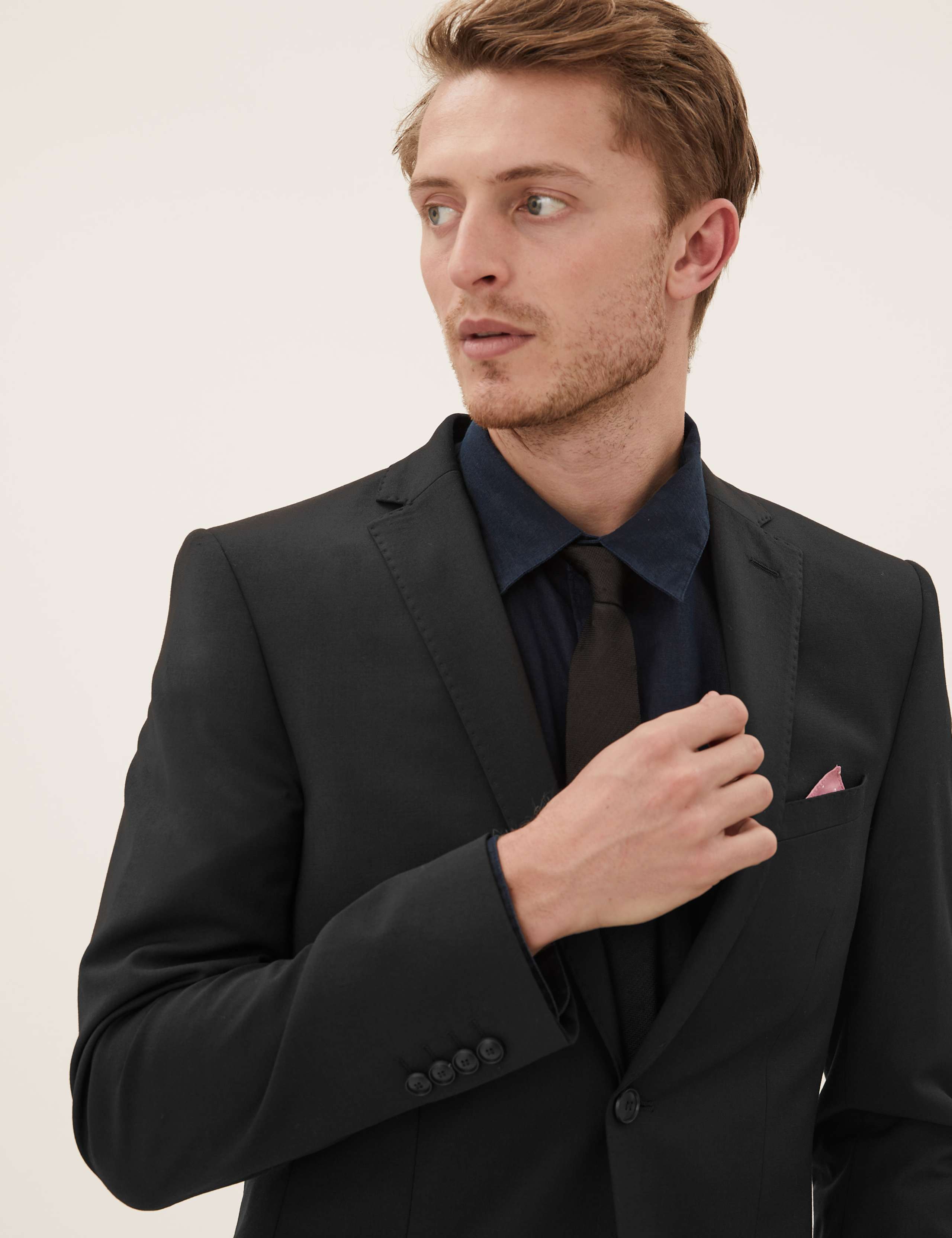 Black Tailored Fit Wool Rich Jacket 4 of 9