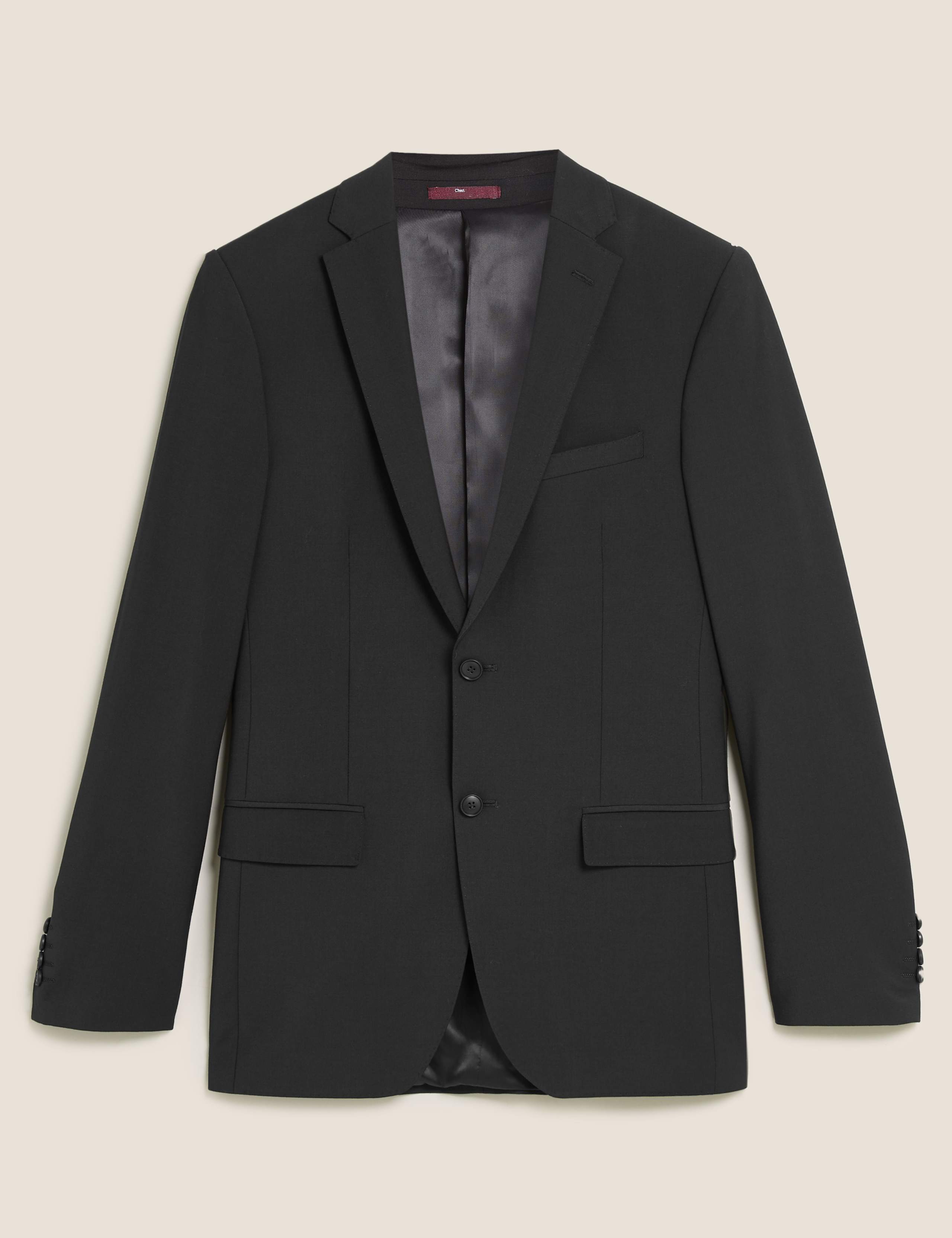 Black Tailored Fit Wool Rich Jacket 2 of 9