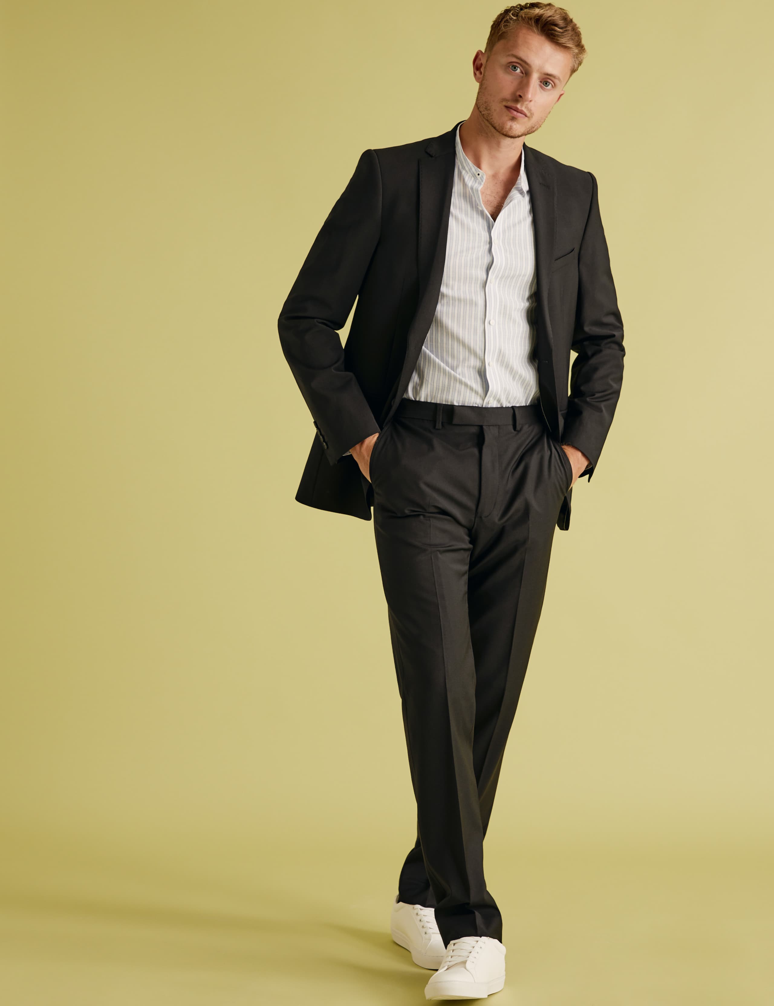 Black Tailored Fit Wool Rich Trousers 6 of 6
