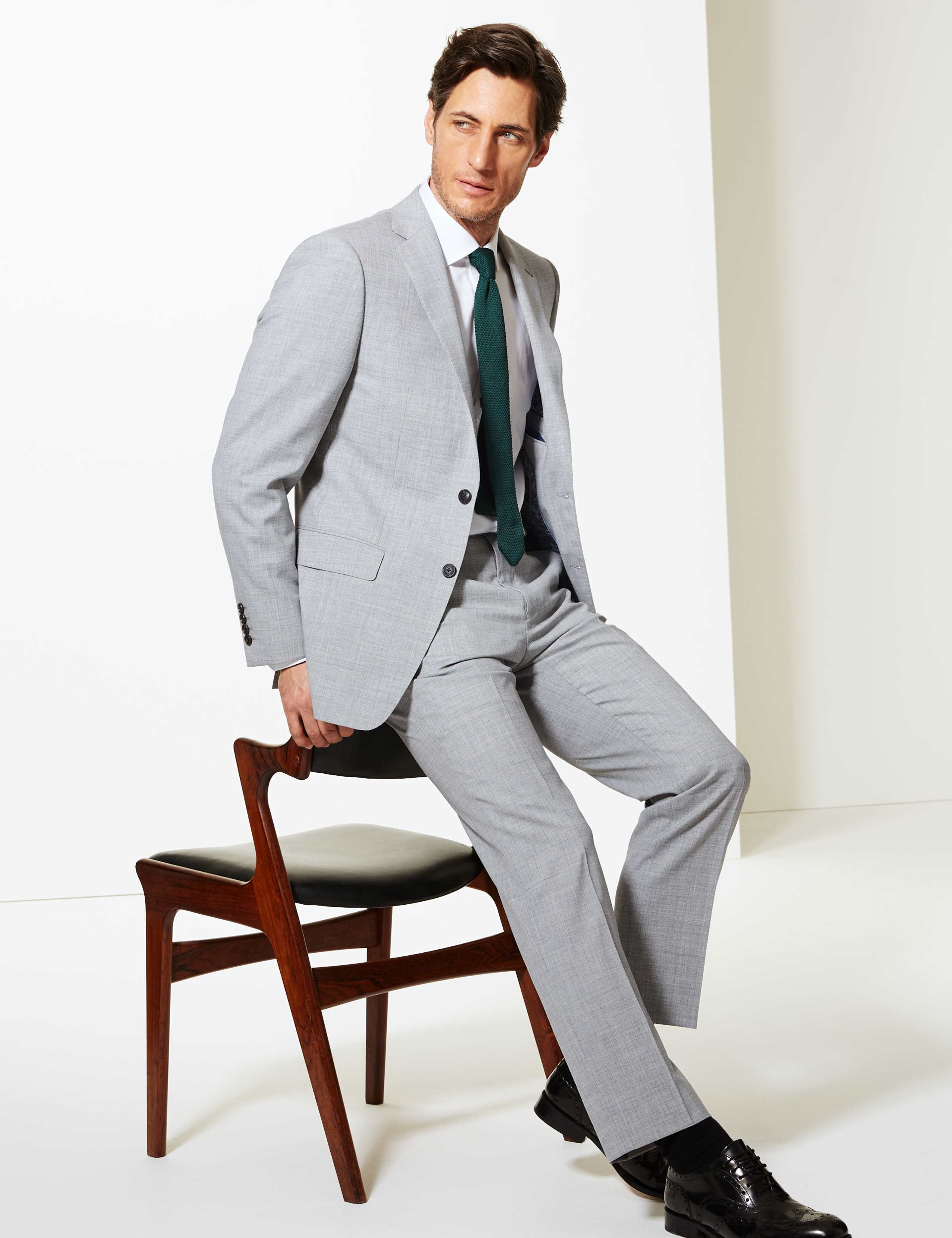 Grey Textured Regular Fit Wool Jacket 1 of 6