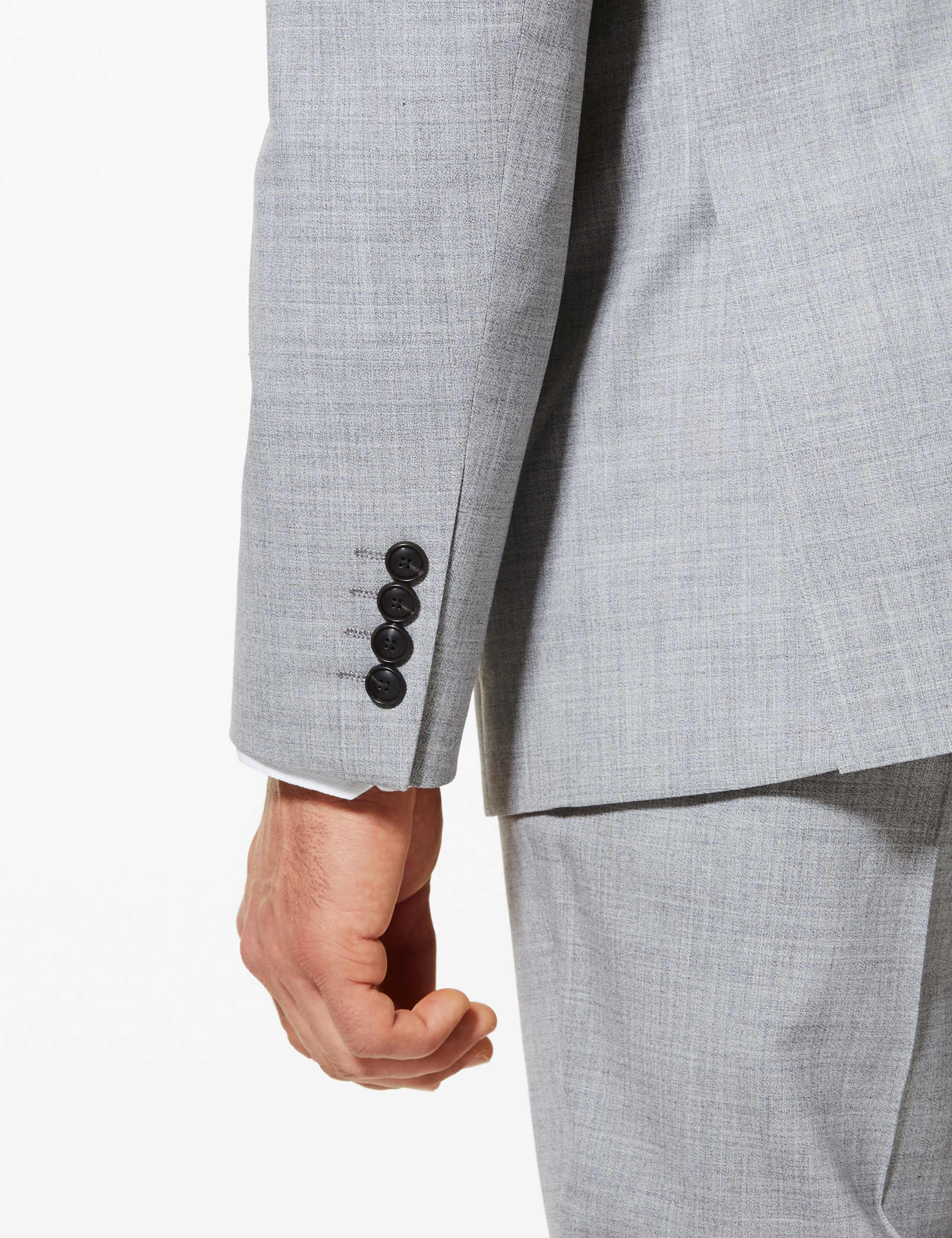 Grey Textured Regular Fit Wool Jacket 5 of 6