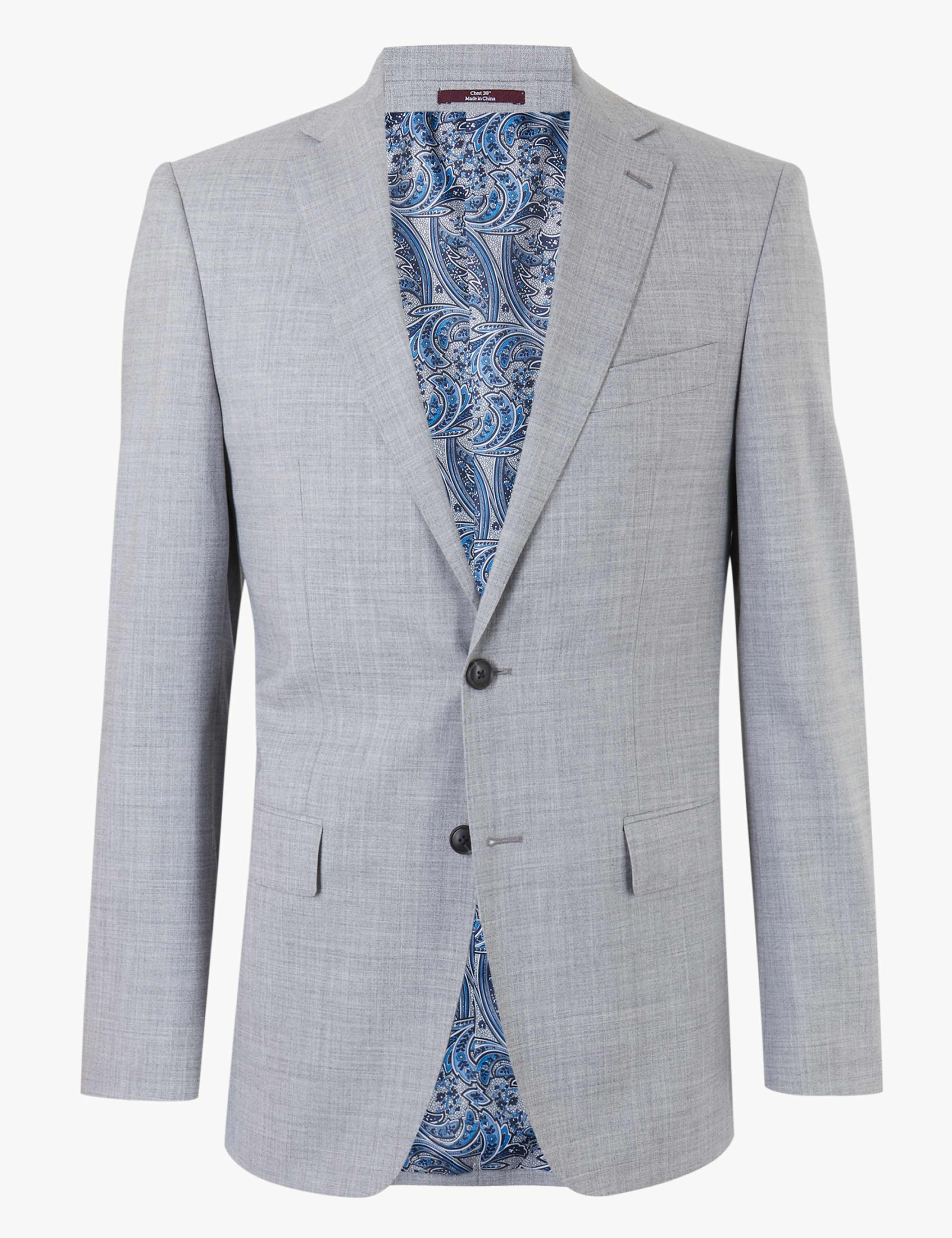 Grey Textured Regular Fit Wool Jacket 2 of 6