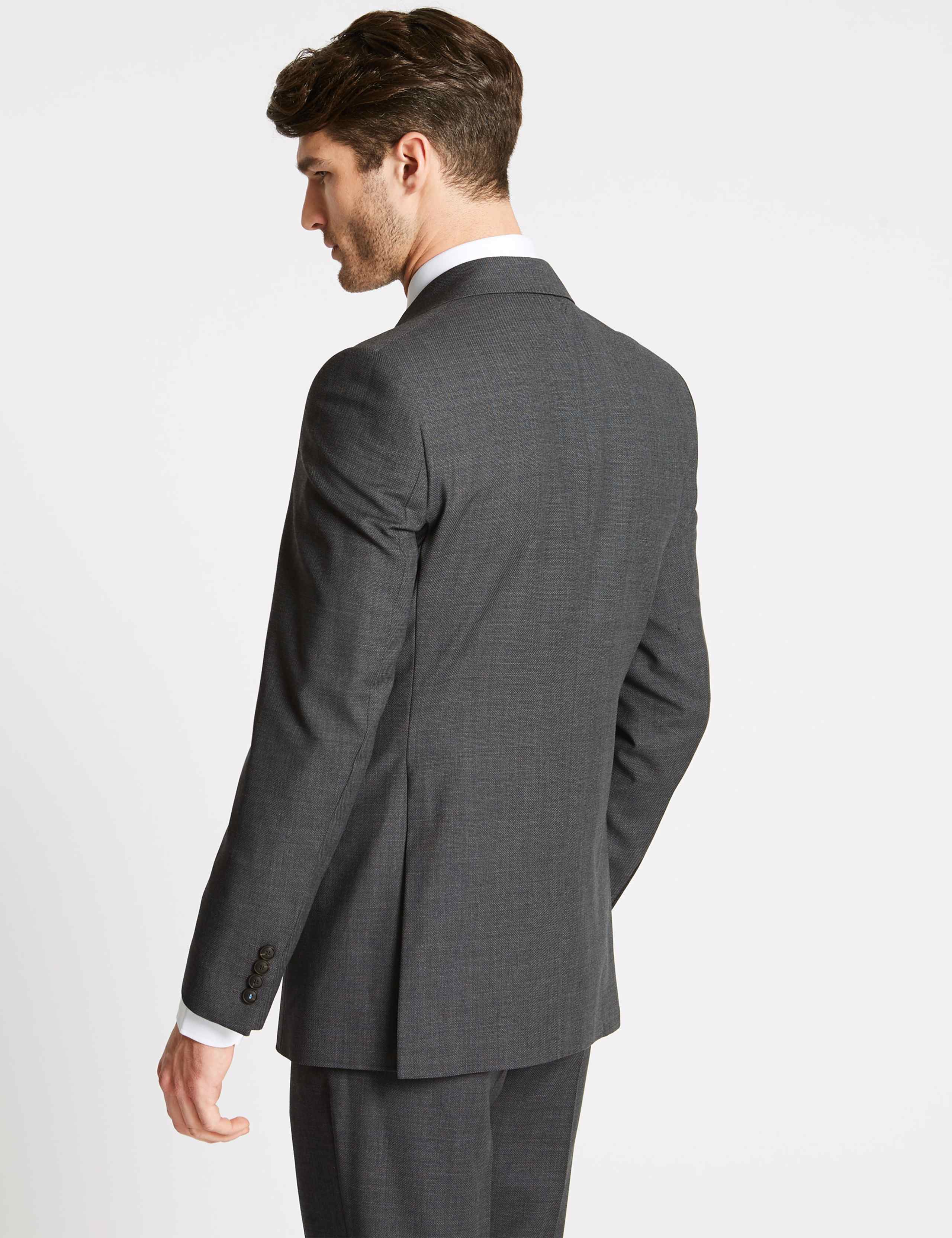 Charcoal Textured Regular Fit Wool Jacket 5 of 7