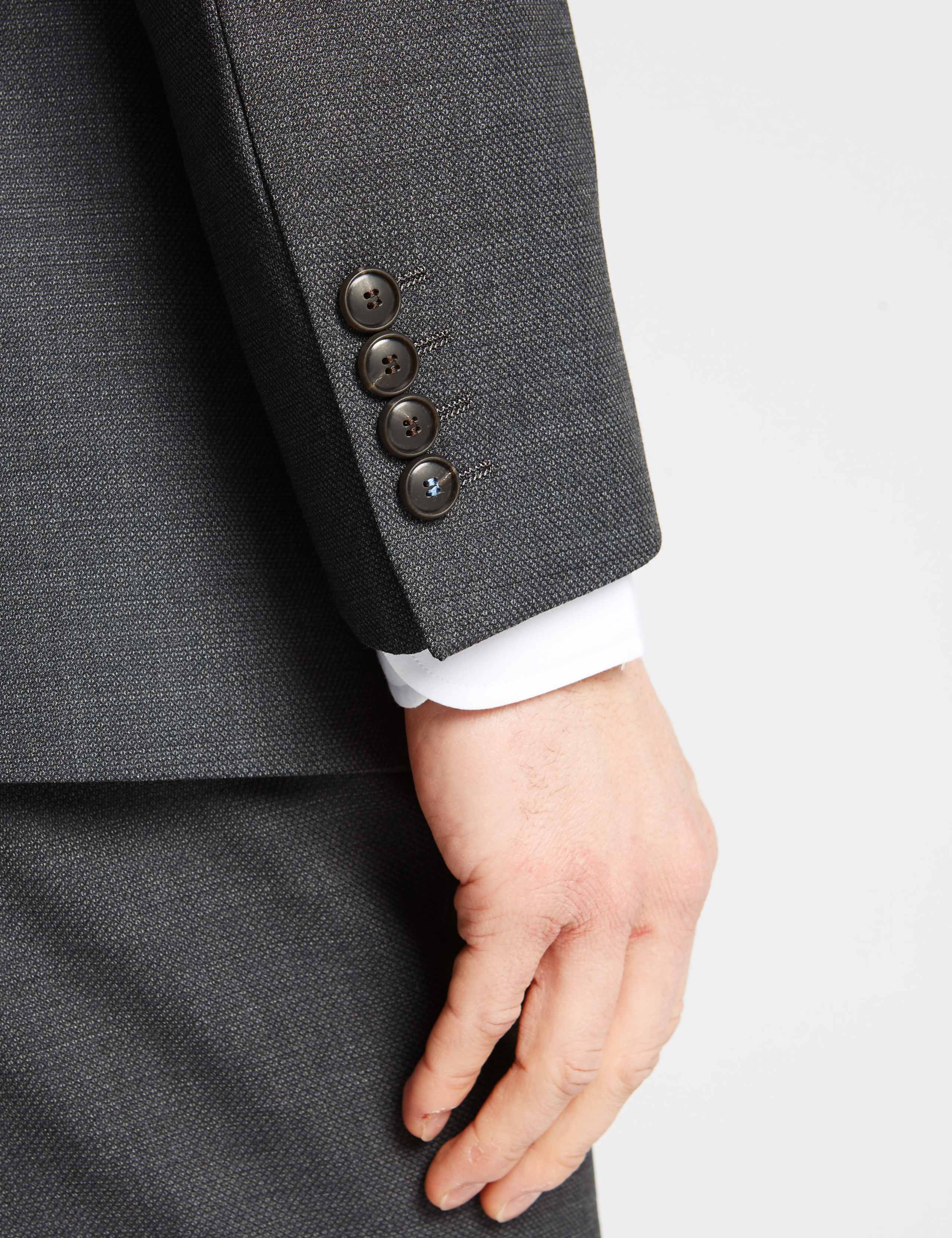 Charcoal Textured Regular Fit Wool Jacket 6 of 7