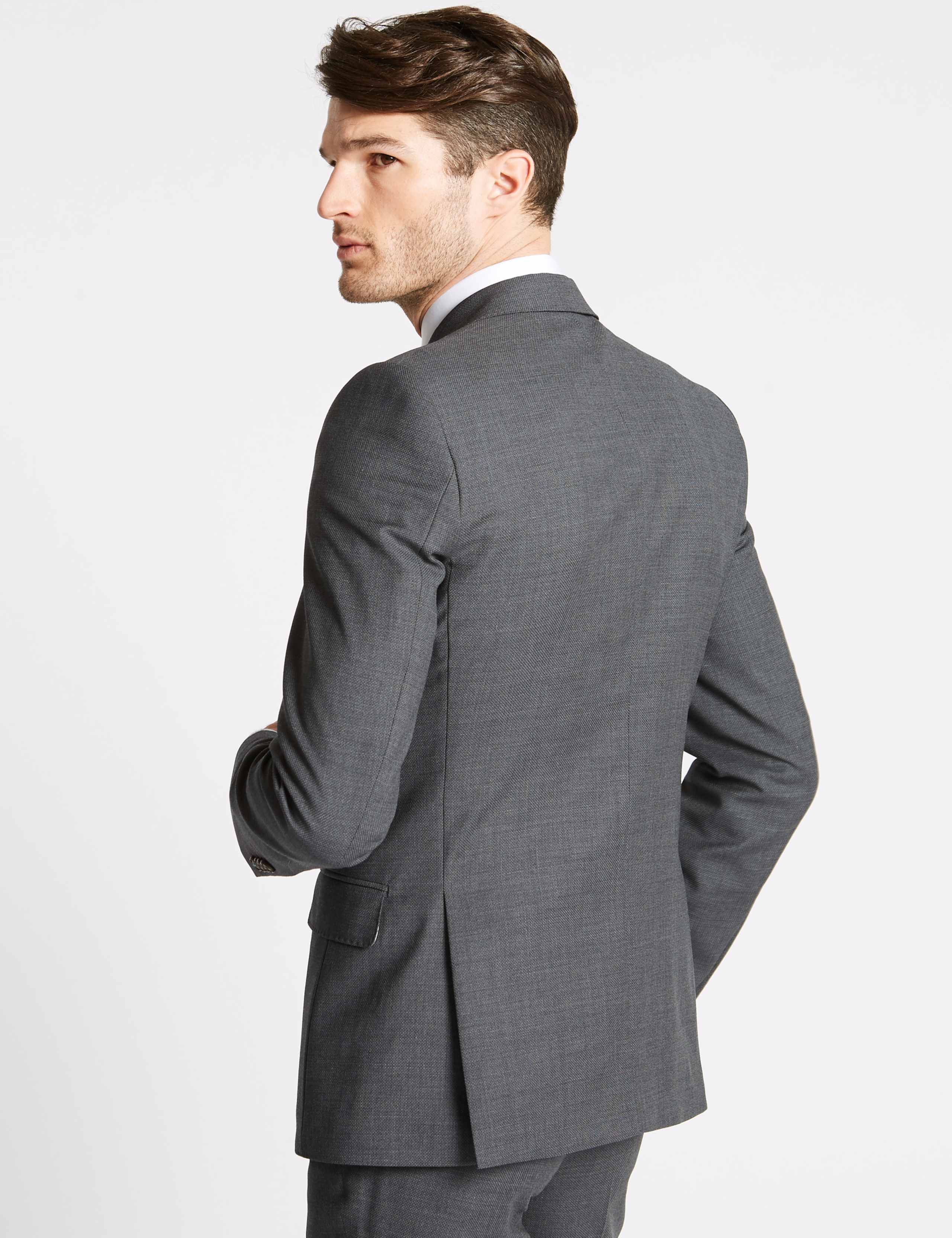 Charcoal Textured Slim Fit Wool Jacket 5 of 8