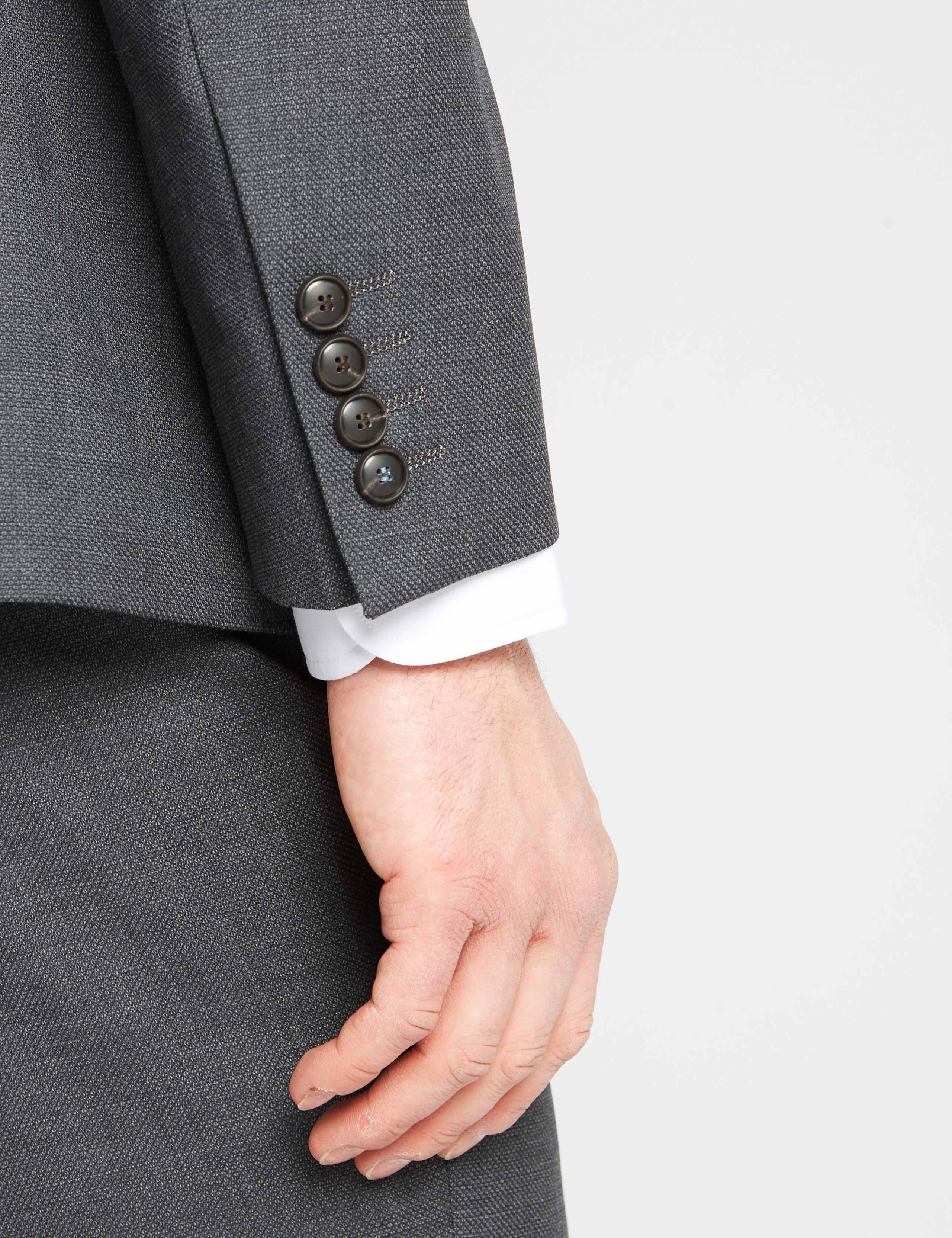 Charcoal Textured Slim Fit Wool Jacket 6 of 8