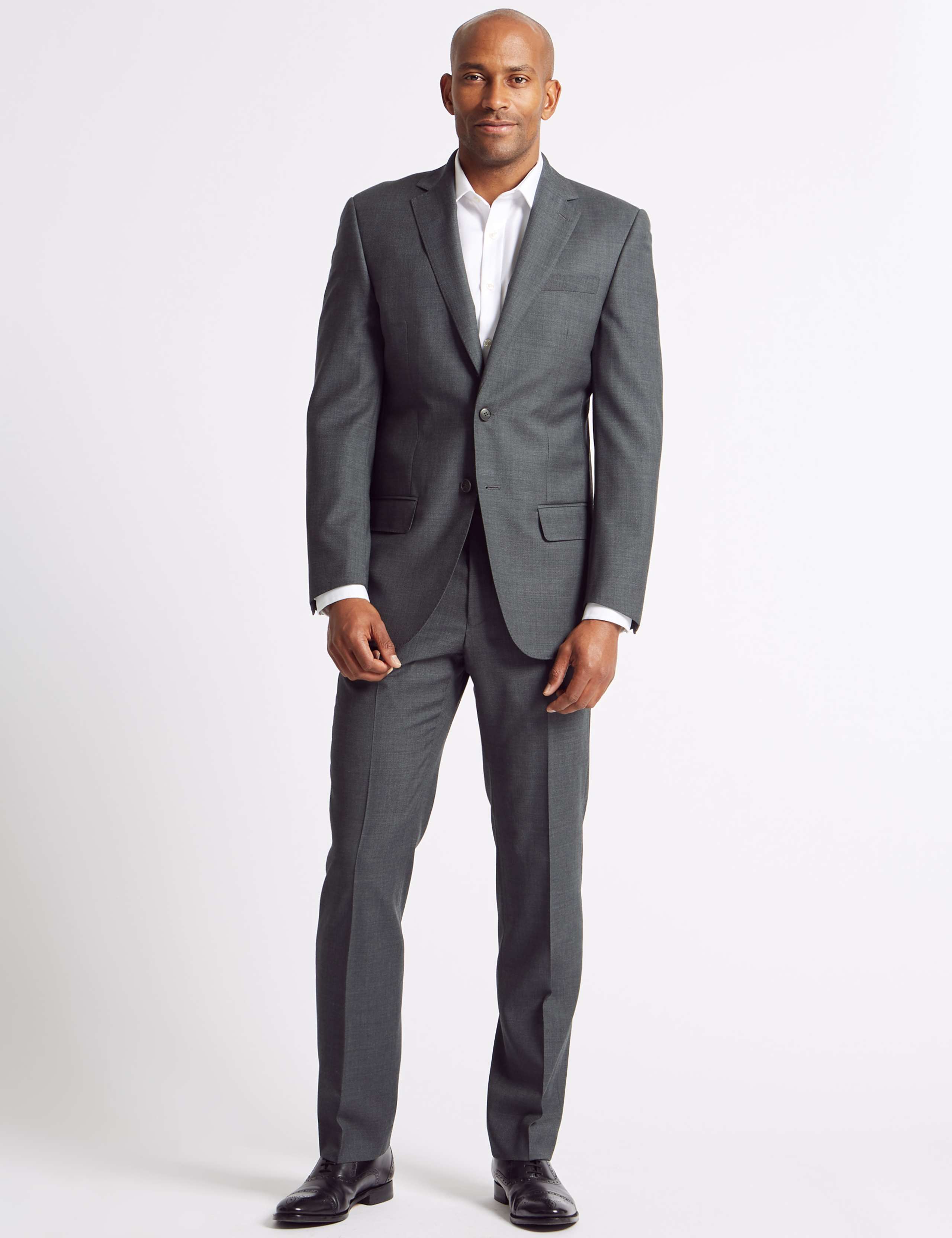 Charcoal Textured Regular Fit Wool Trousers 5 of 7