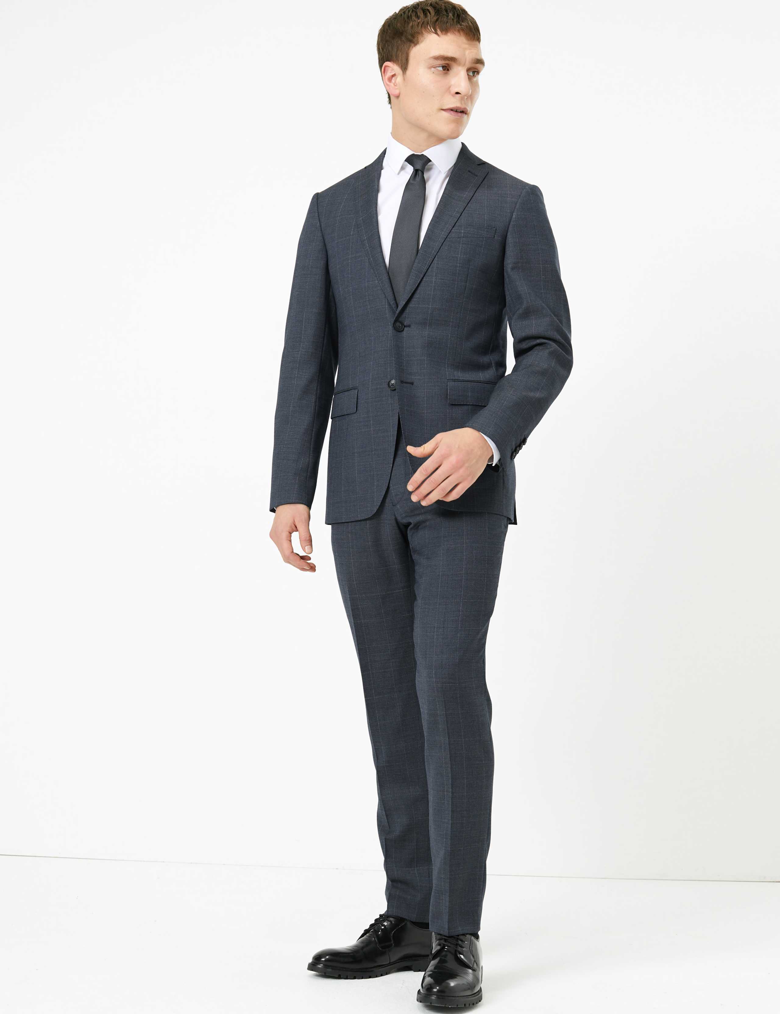 Blue Checked Slim Fit Wool Jacket 1 of 7