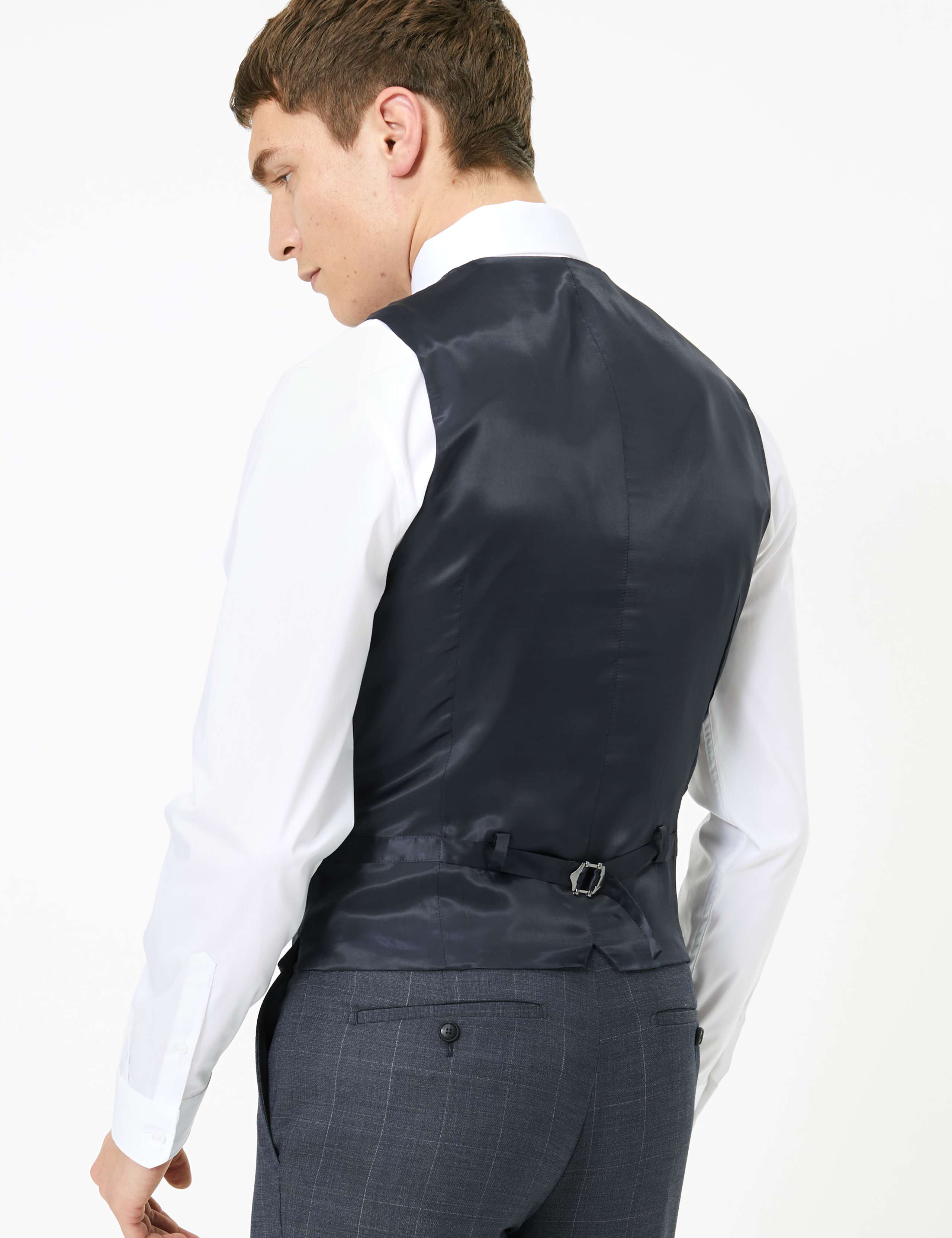Checked Slim Fit Wool Waistcoat 3 of 5