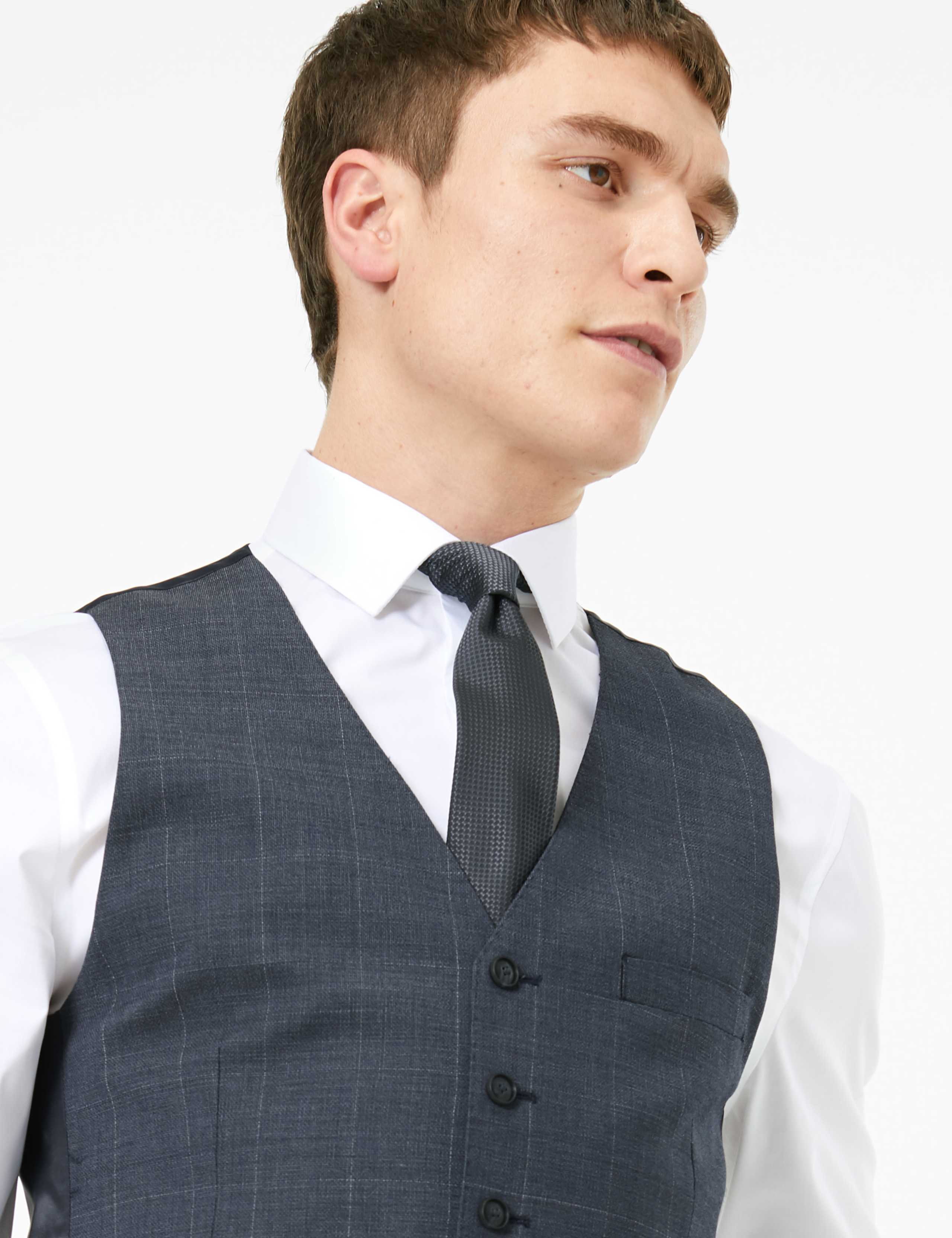 Checked Slim Fit Wool Waistcoat 4 of 5