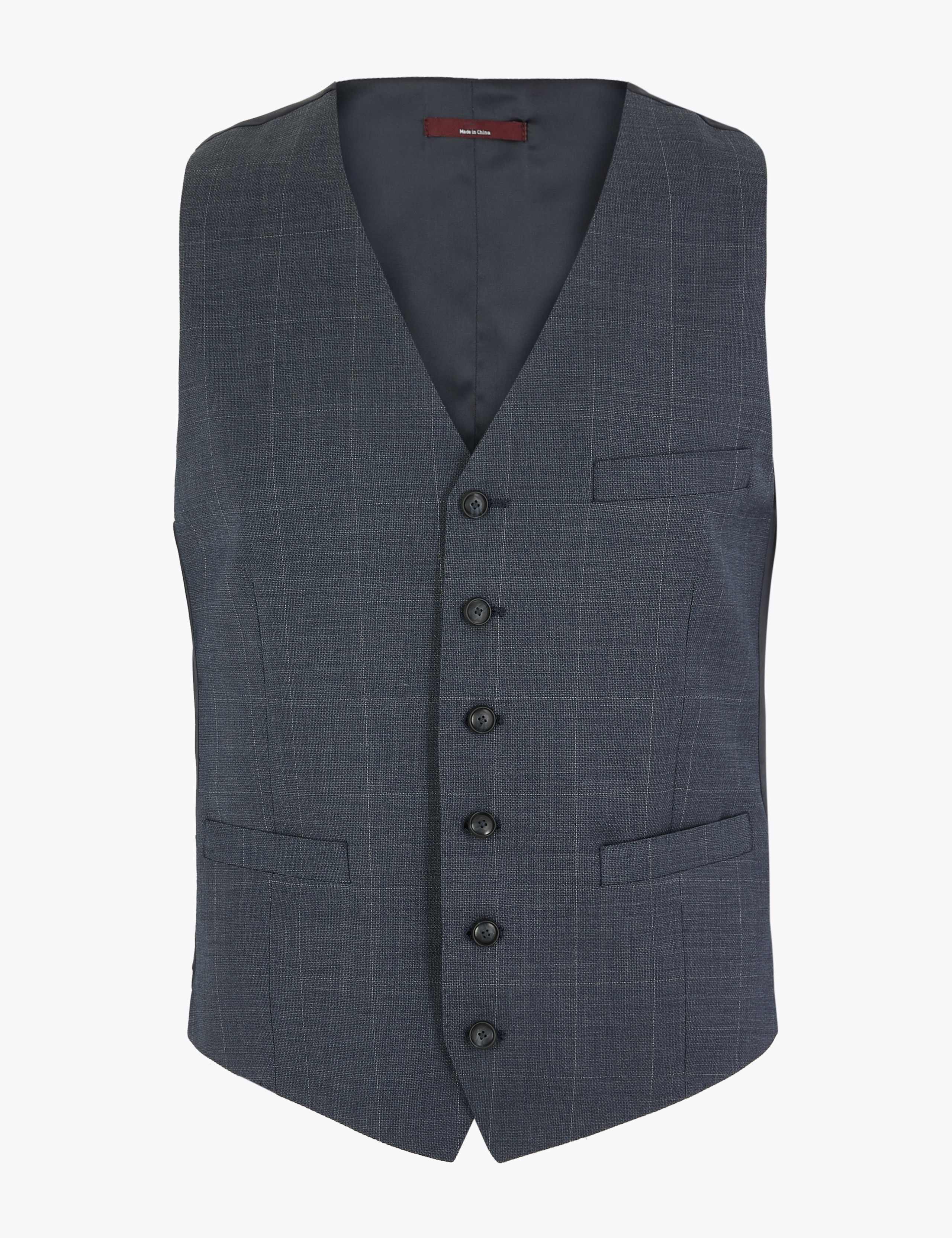Checked Slim Fit Wool Waistcoat 2 of 5