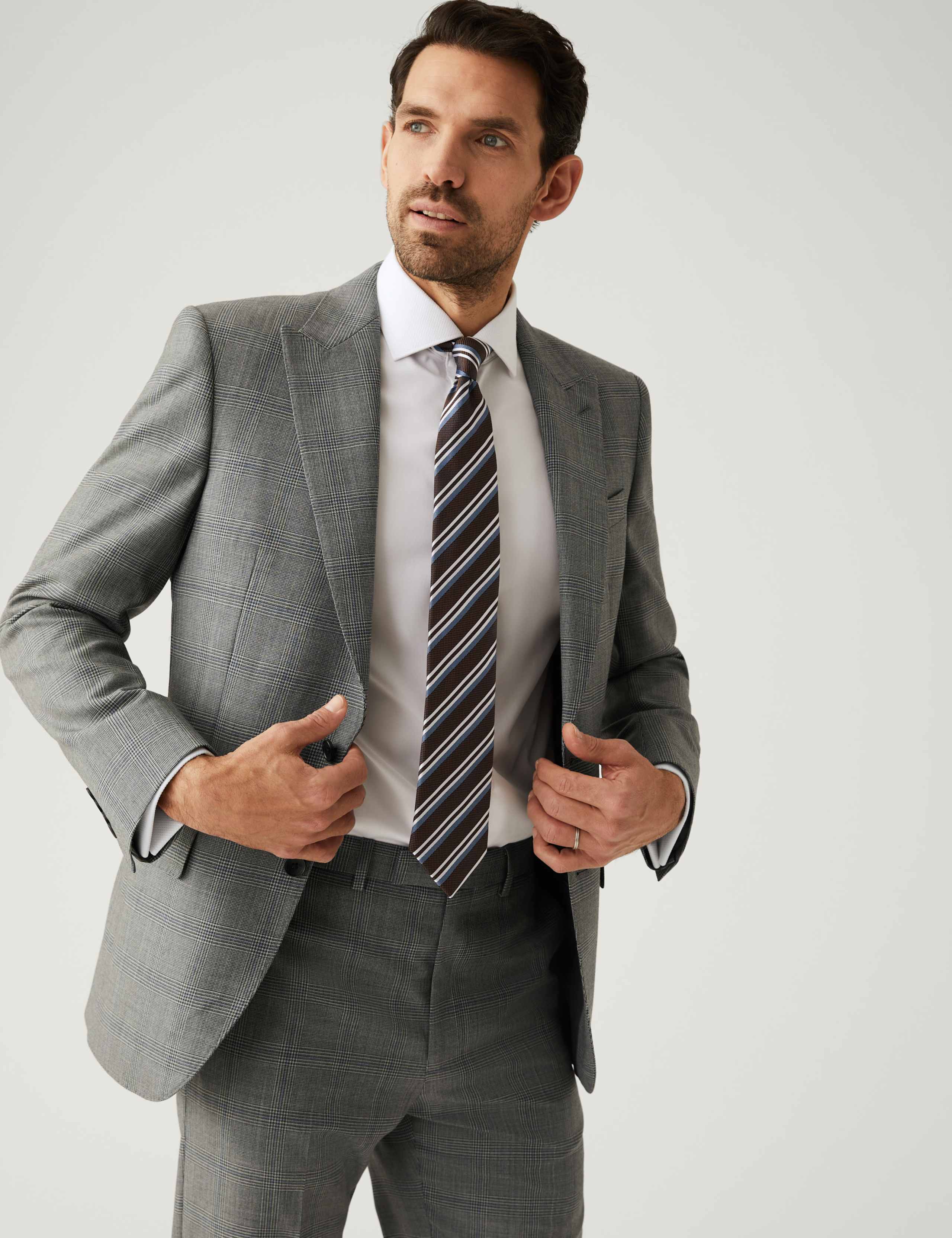 Regular Fit Pure Wool Check Suit Jacket 1 of 9