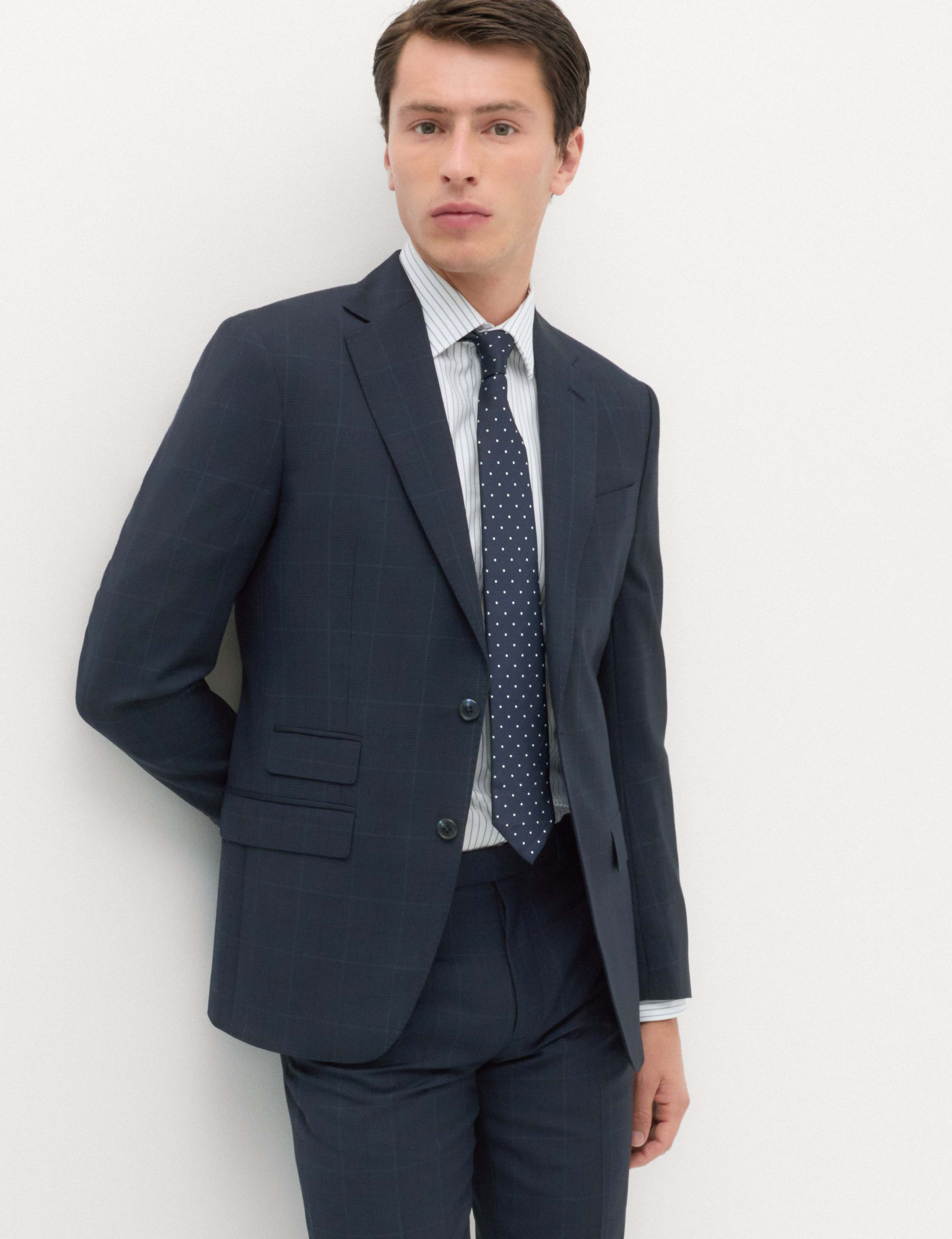 Regular Fit Pure Wool Checked Suit Jacket 1 of 6