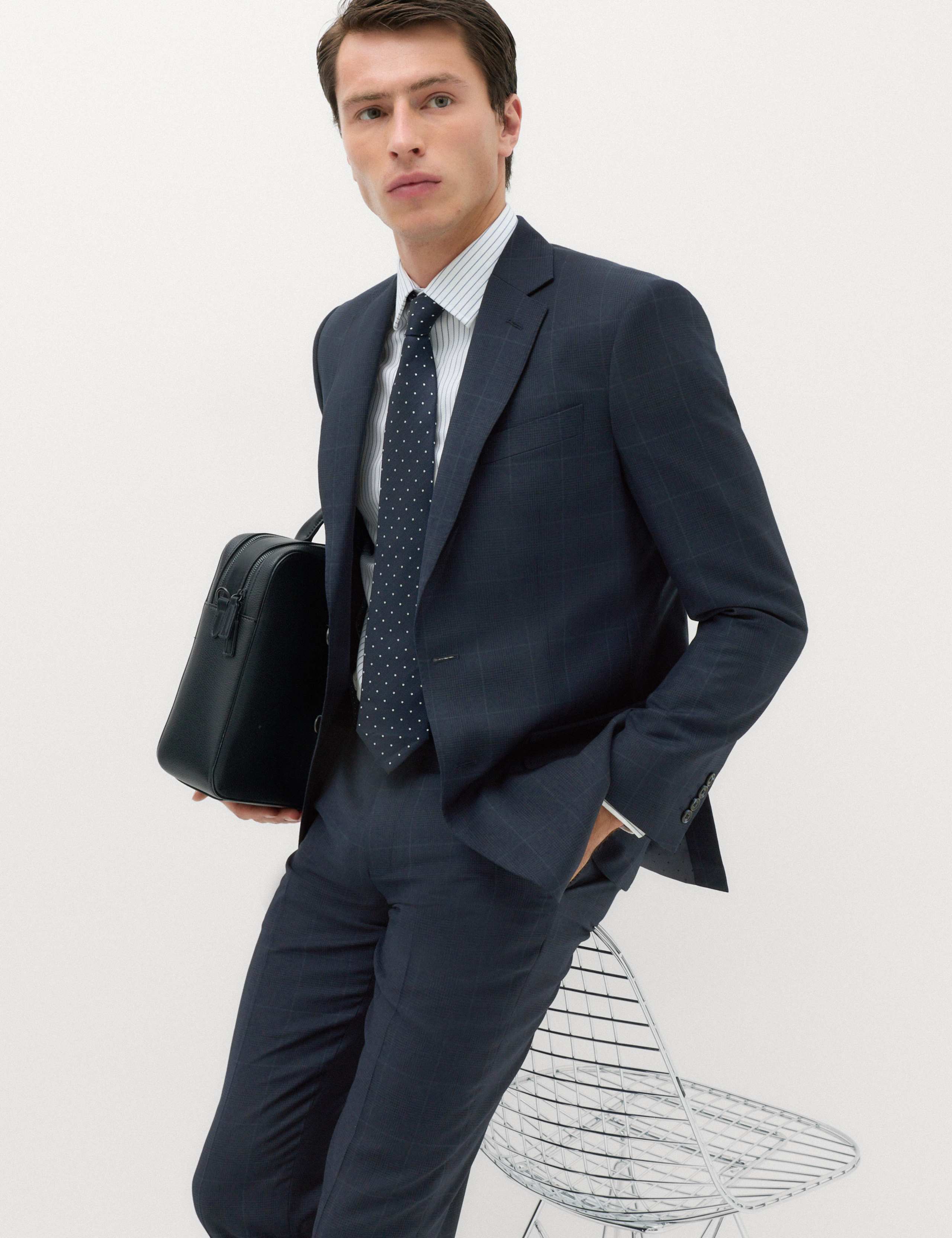 Regular Fit Pure Wool Checked Suit Jacket 6 of 6