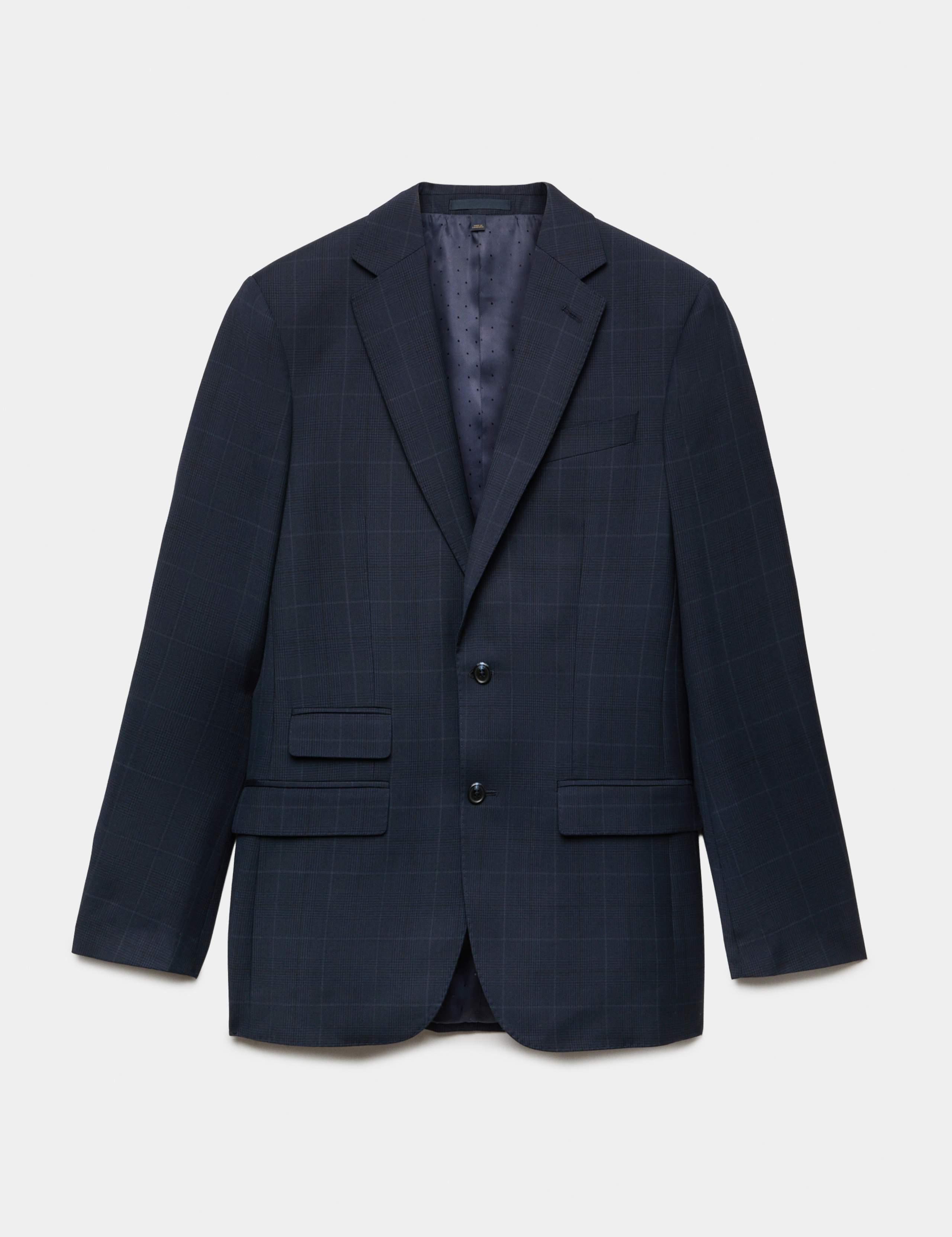 Regular Fit Pure Wool Checked Suit Jacket 2 of 6