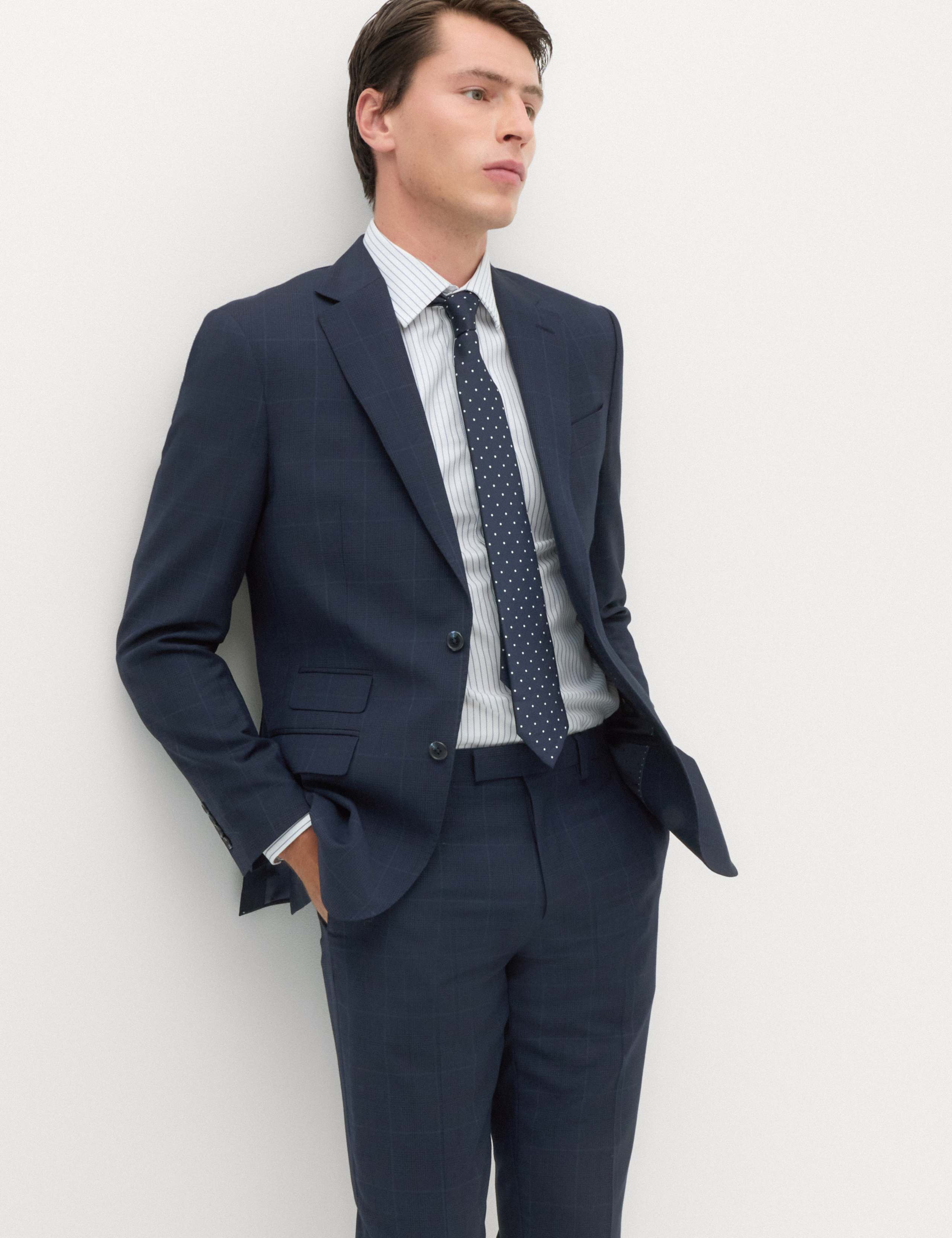 Regular Fit Pure Wool Check Suit Trousers 7 of 7