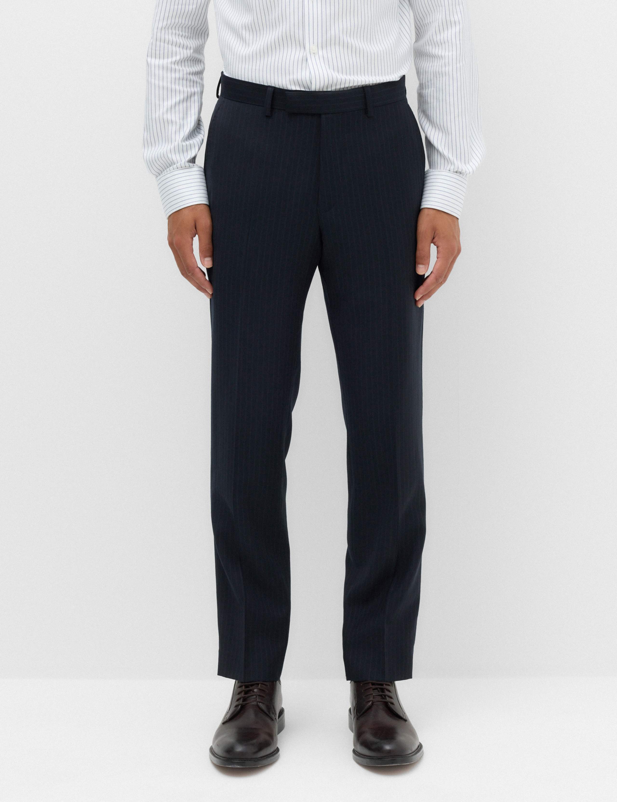 Regular Fit Pure Wool Striped Suit Trousers 1 of 7
