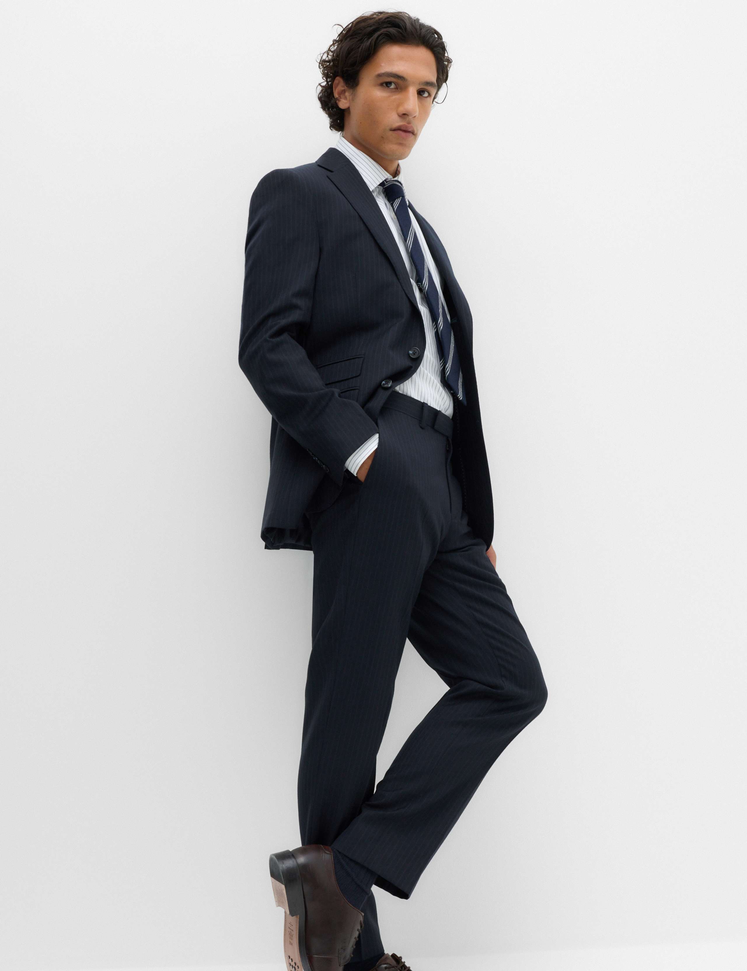 Regular Fit Pure Wool Striped Suit Trousers 6 of 7