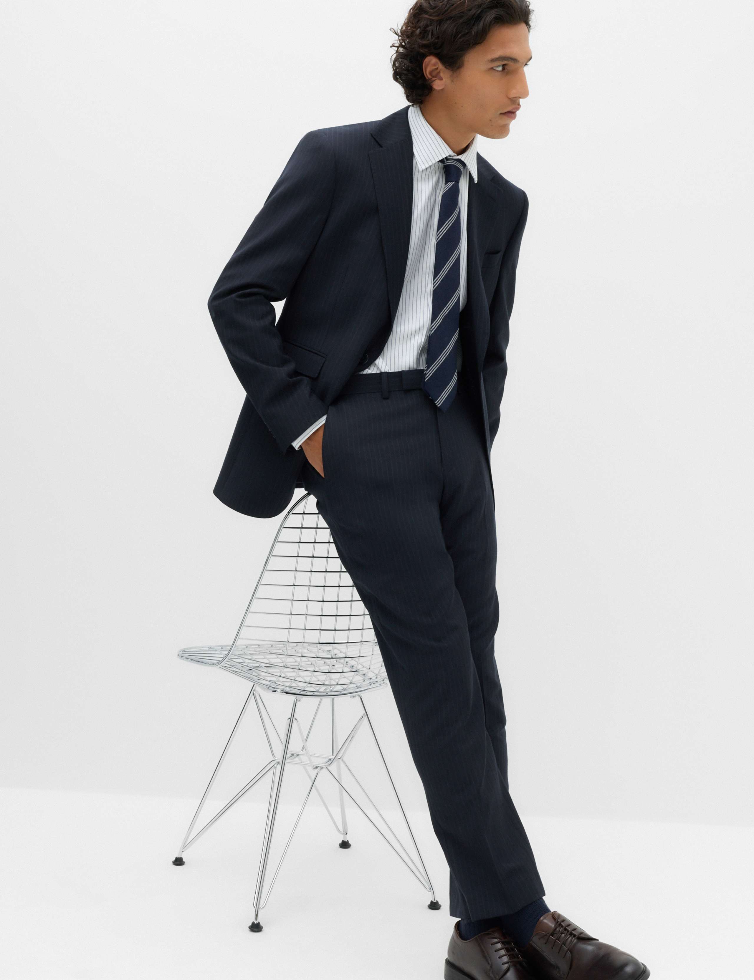 Regular Fit Pure Wool Striped Suit Trousers 7 of 7