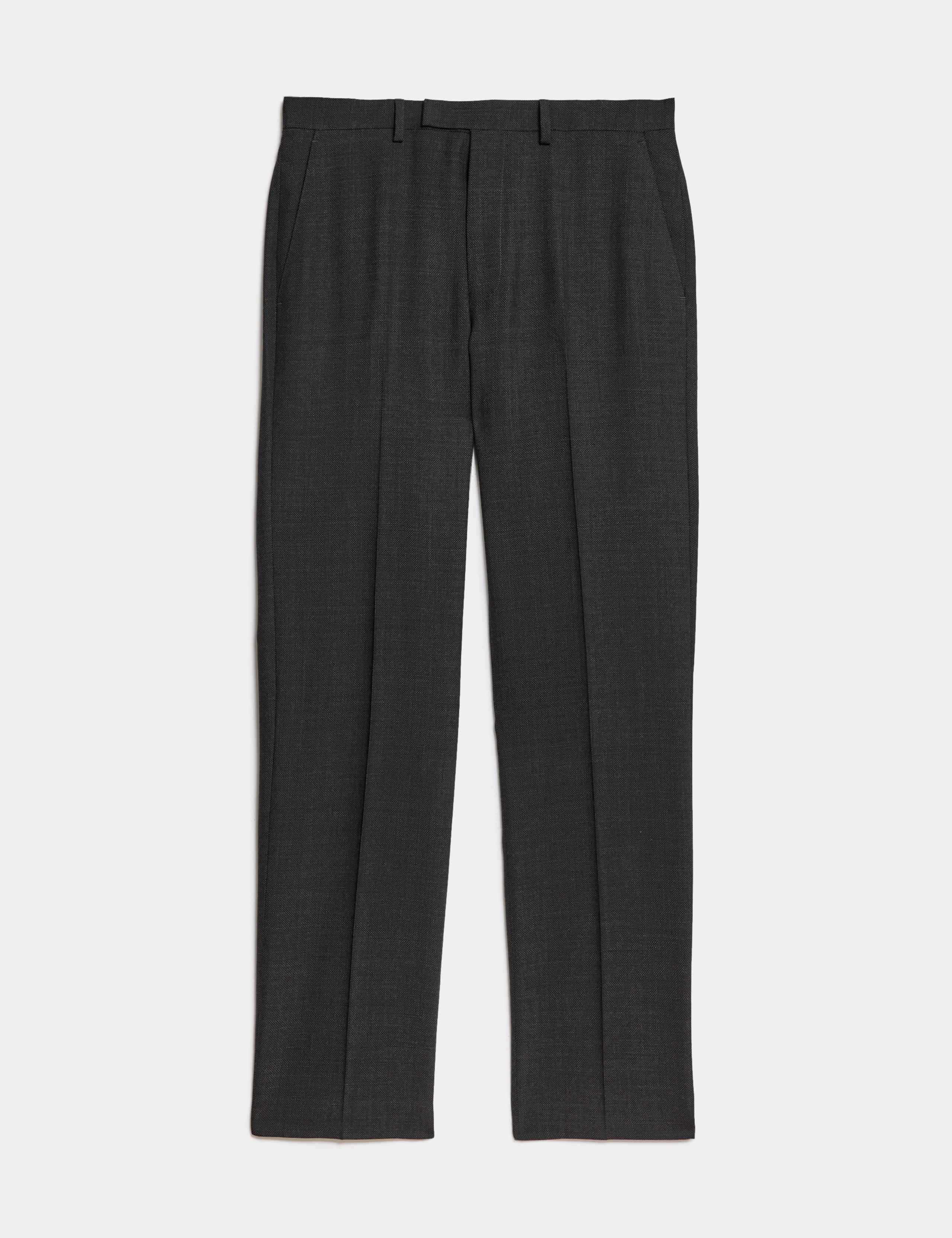 Regular Fit Pure Wool Textured Suit Trousers 2 of 7