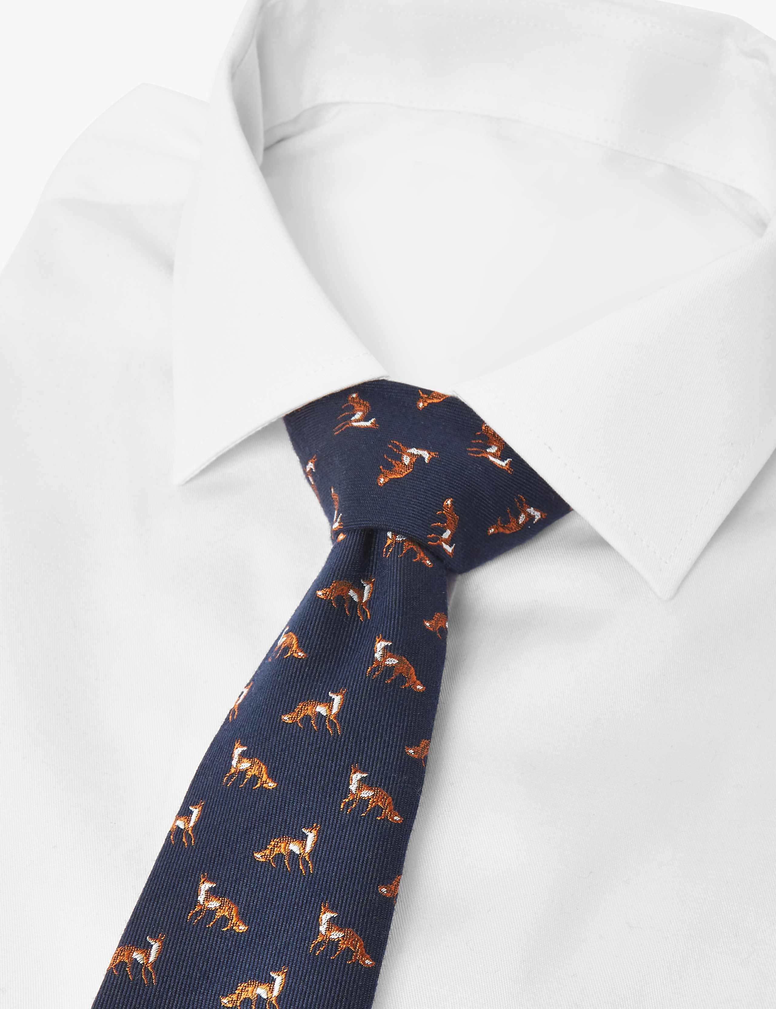 Wool Blend Slim Fox Jacquard Tie 2 of 3