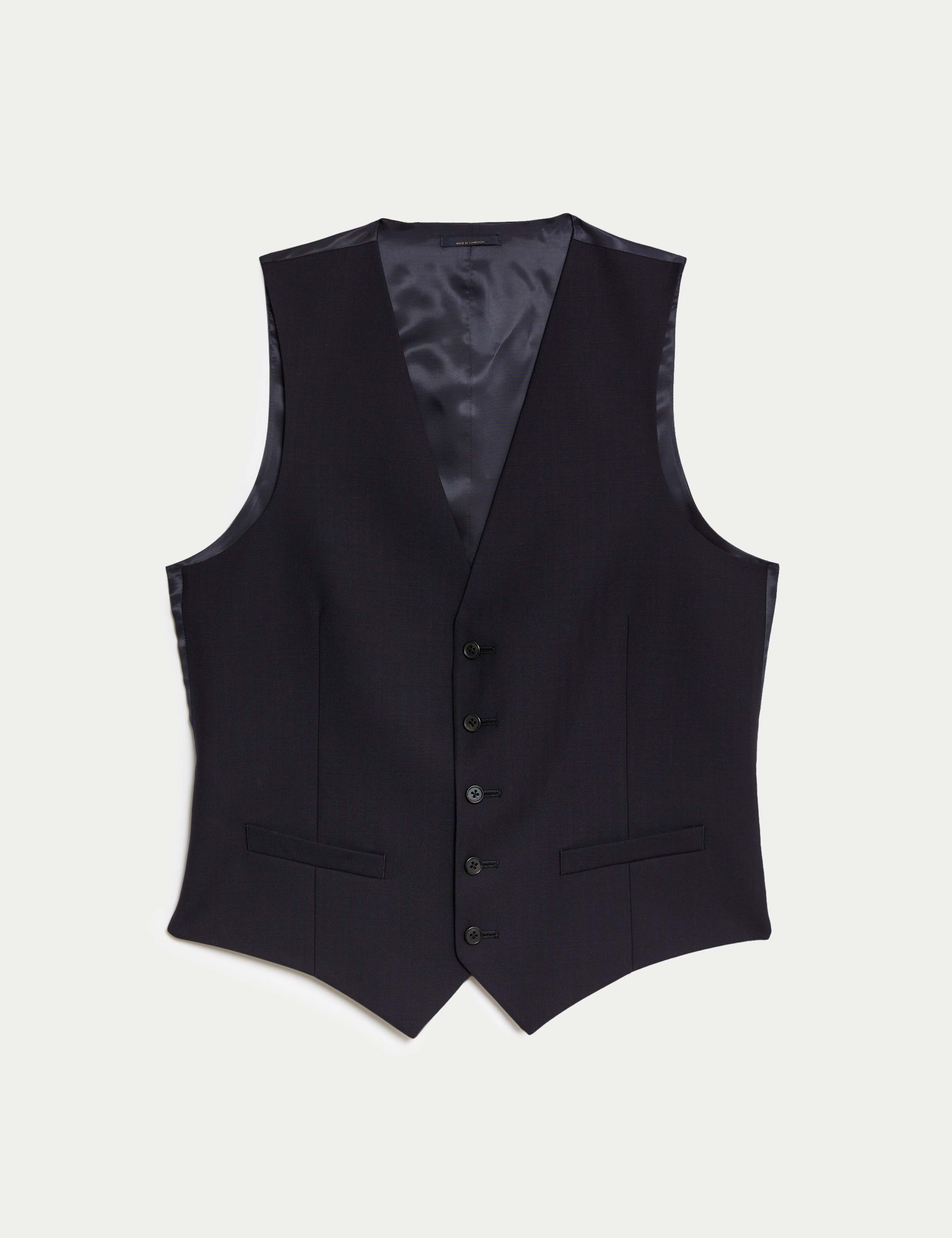 Regular Fit Pure Wool Textured Waistcoat 2 of 6
