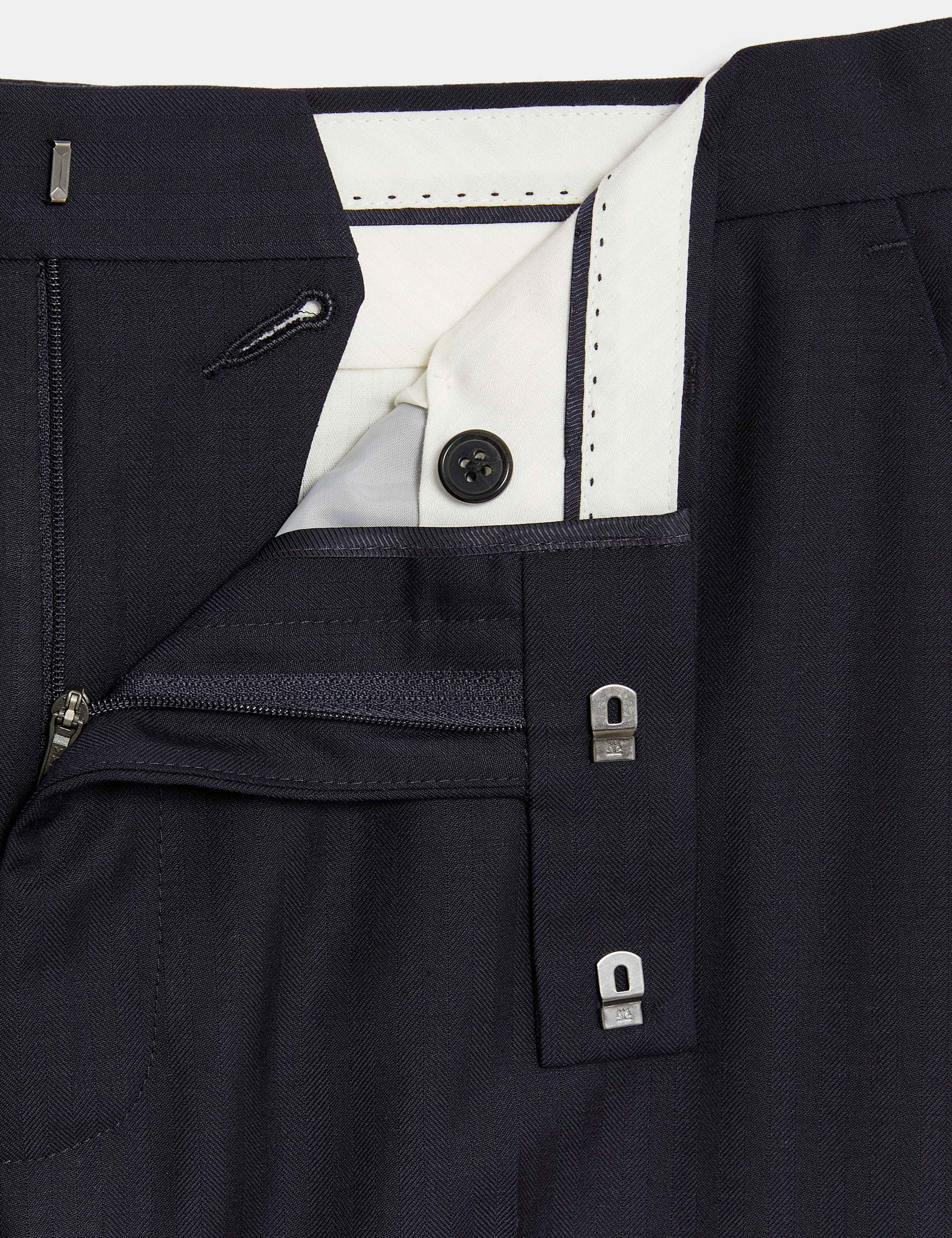 Slim Fit Pure Wool Herringbone Suit Trousers 3 of 5