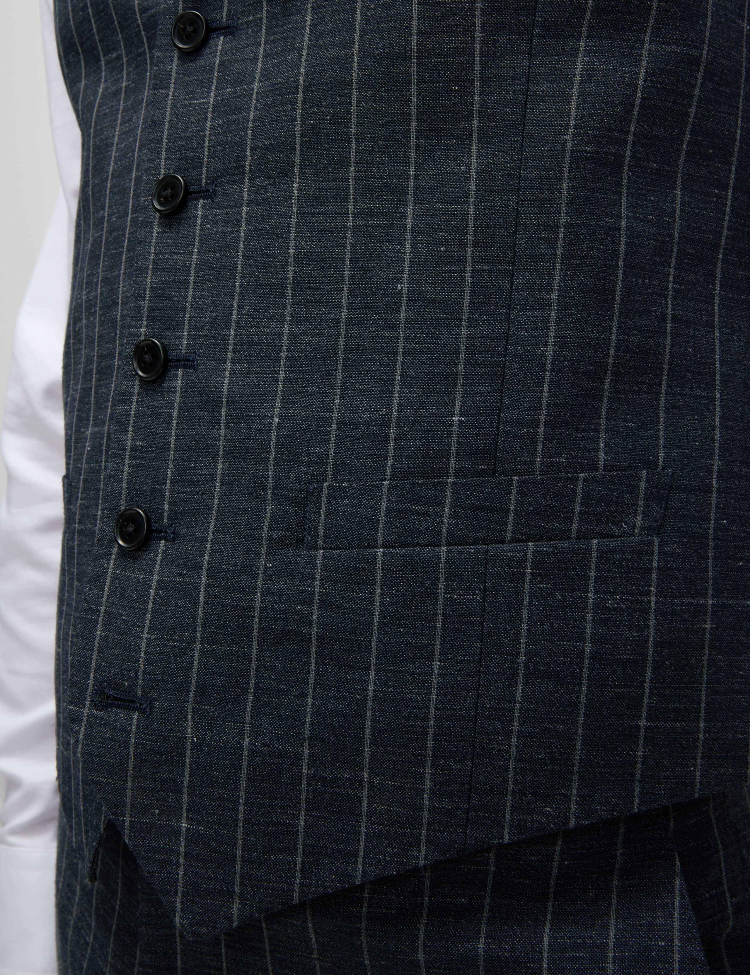 Wool Linen Blend Pinstripe Waistcoat 3 of 4