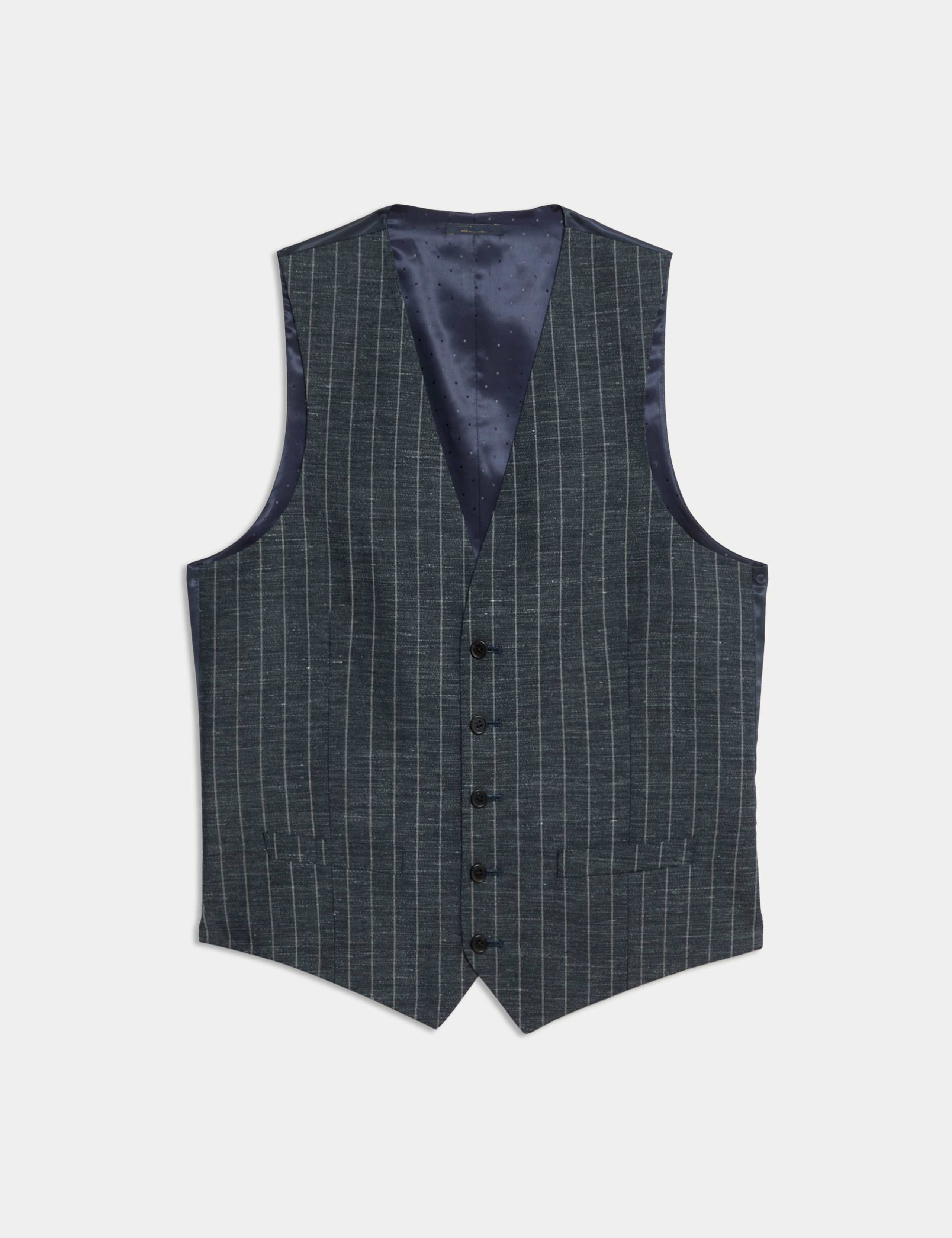 Wool Linen Blend Pinstripe Waistcoat 2 of 4
