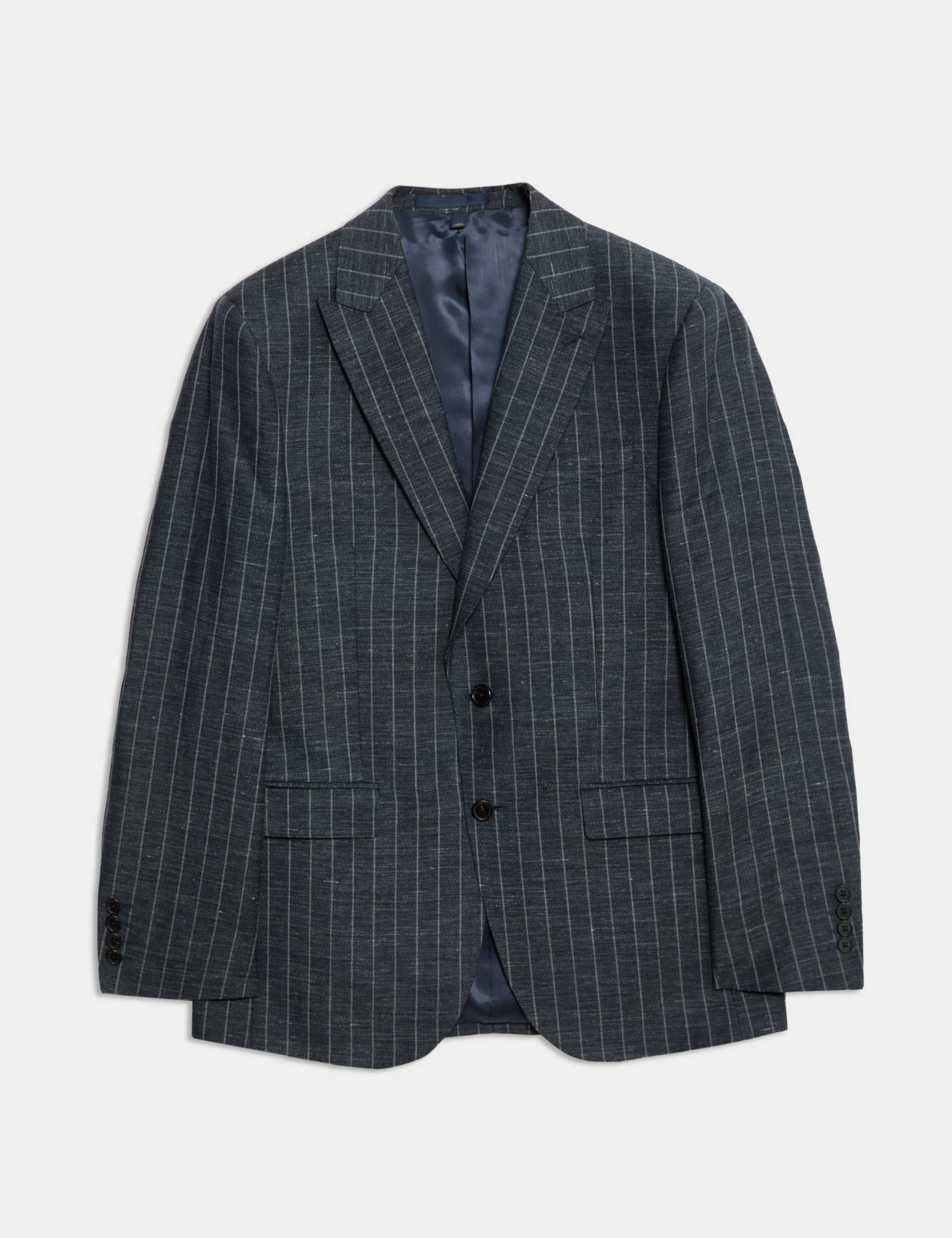 Regular Fit Wool Linen Blend Pinstripe Suit Jacket 2 of 5