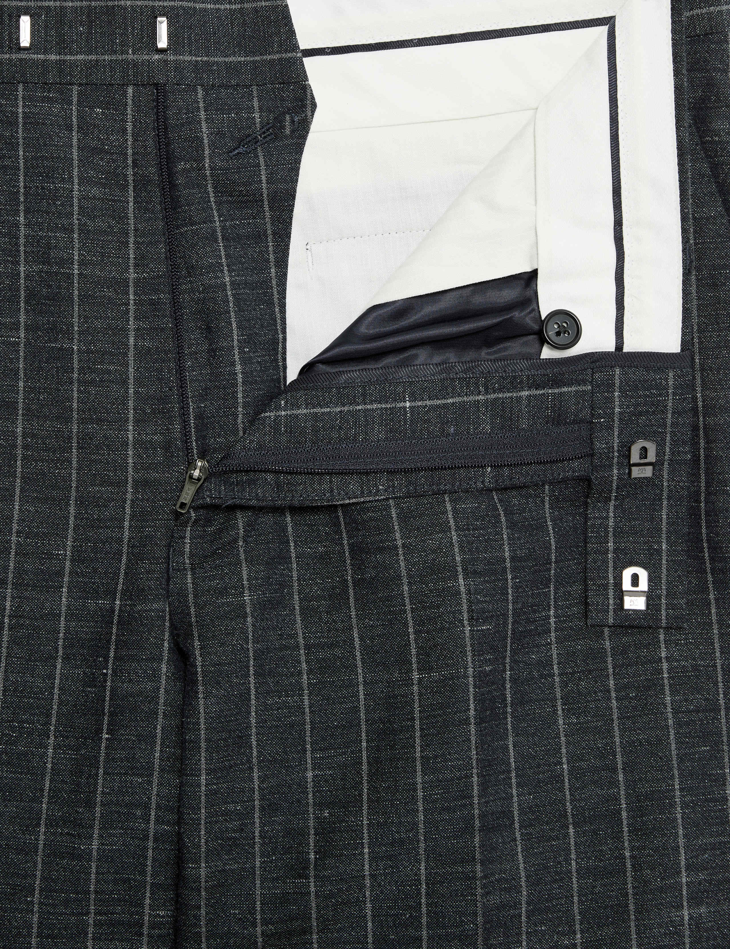 Regular Fit Wool Linen Blend Pinstripe Suit Trousers 3 of 6