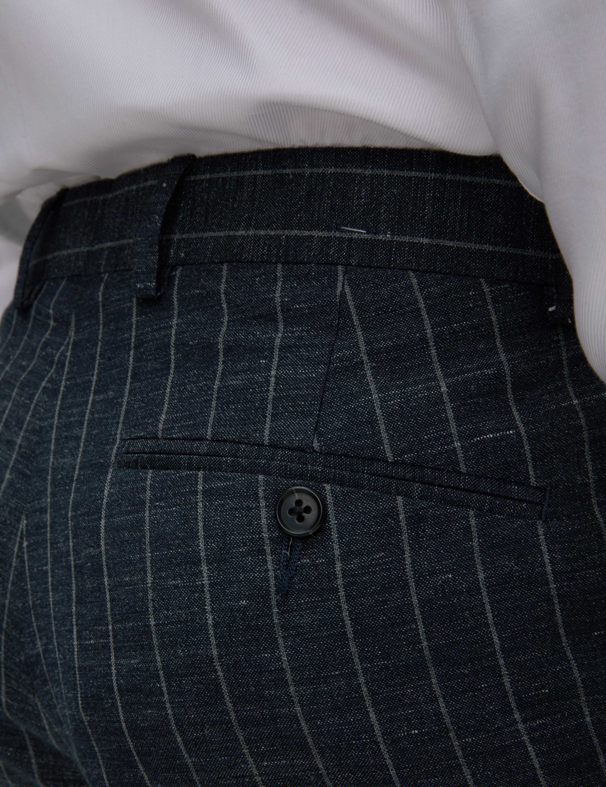 Regular Fit Wool Linen Blend Pinstripe Suit Trousers 5 of 6