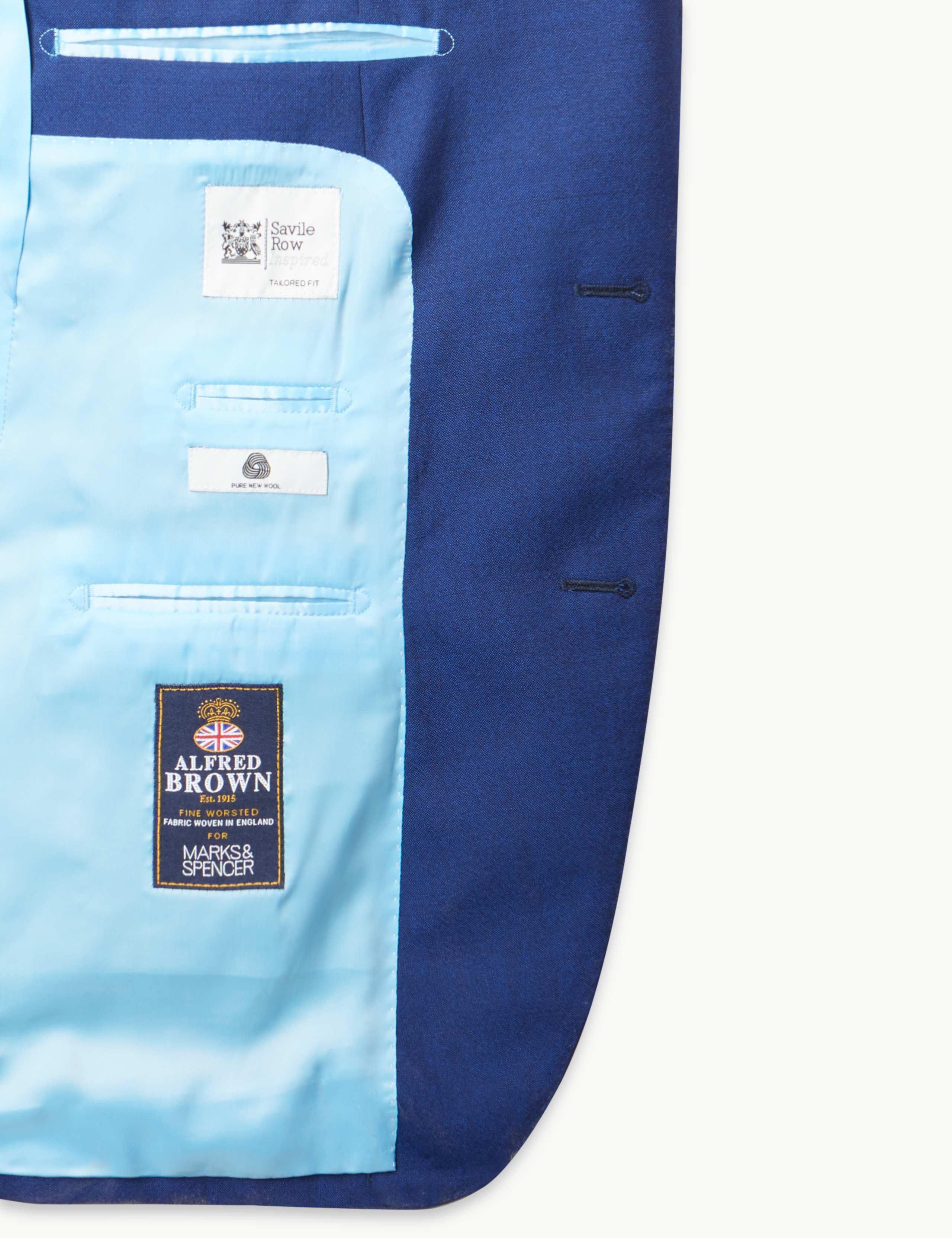 Blue Tailored Fit Wool Jacket 8 of 8