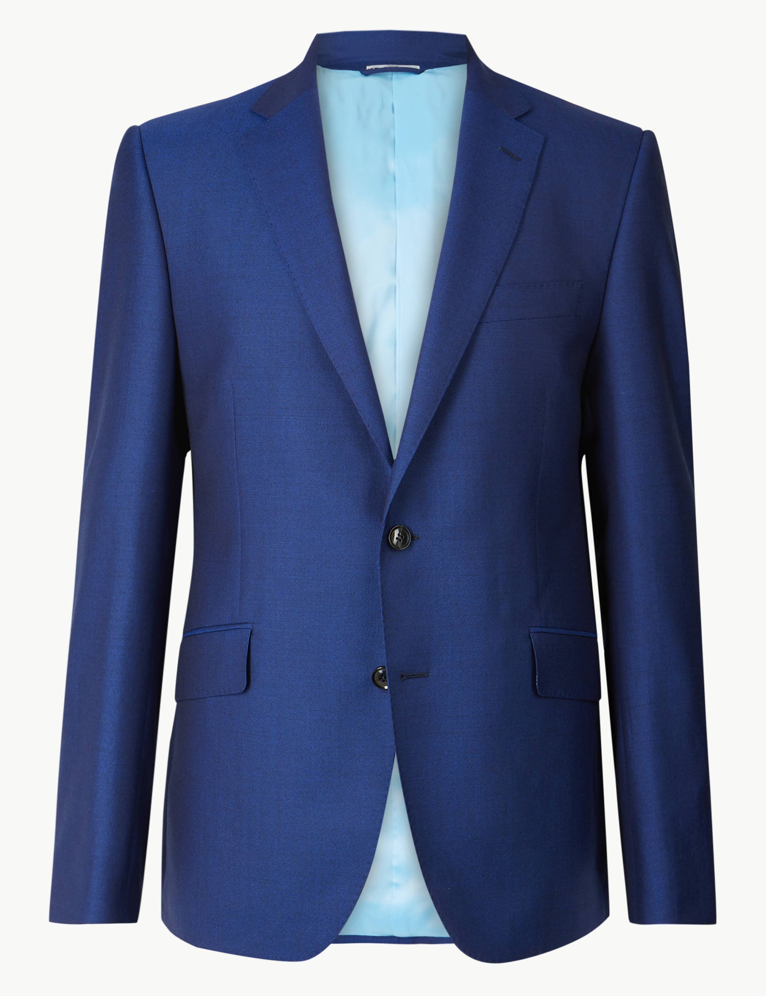 Blue Tailored Fit Wool Jacket 2 of 8