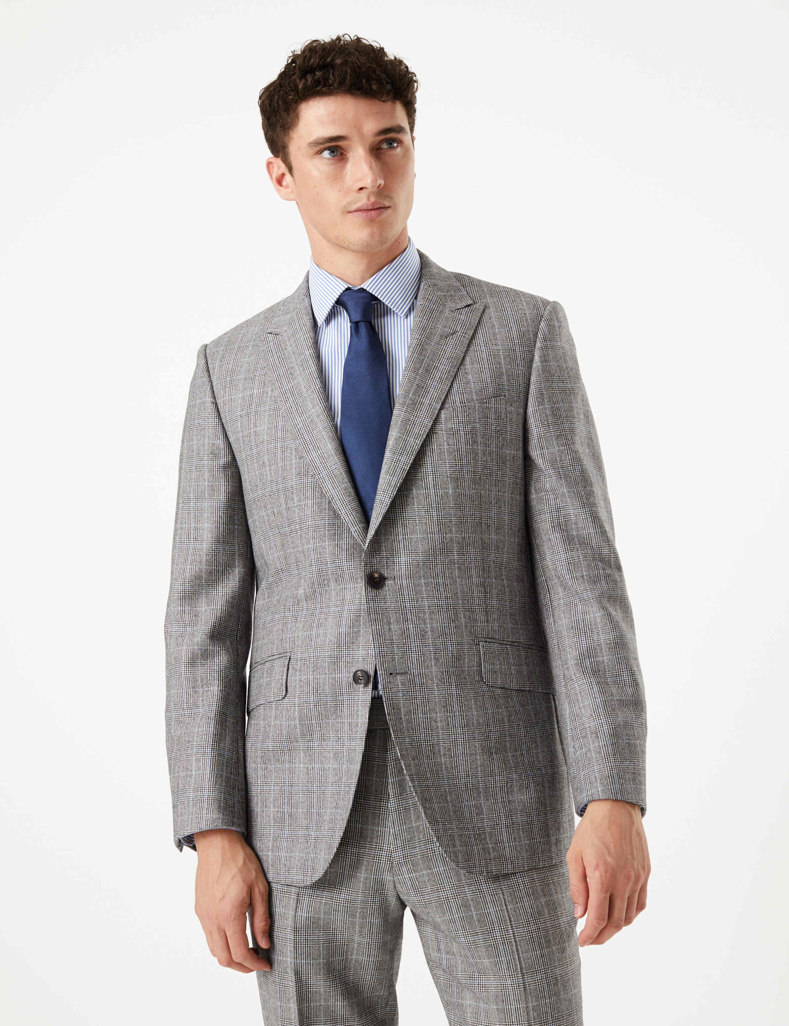Grey Checked Tailored Fit Wool Jacket 3 of 8