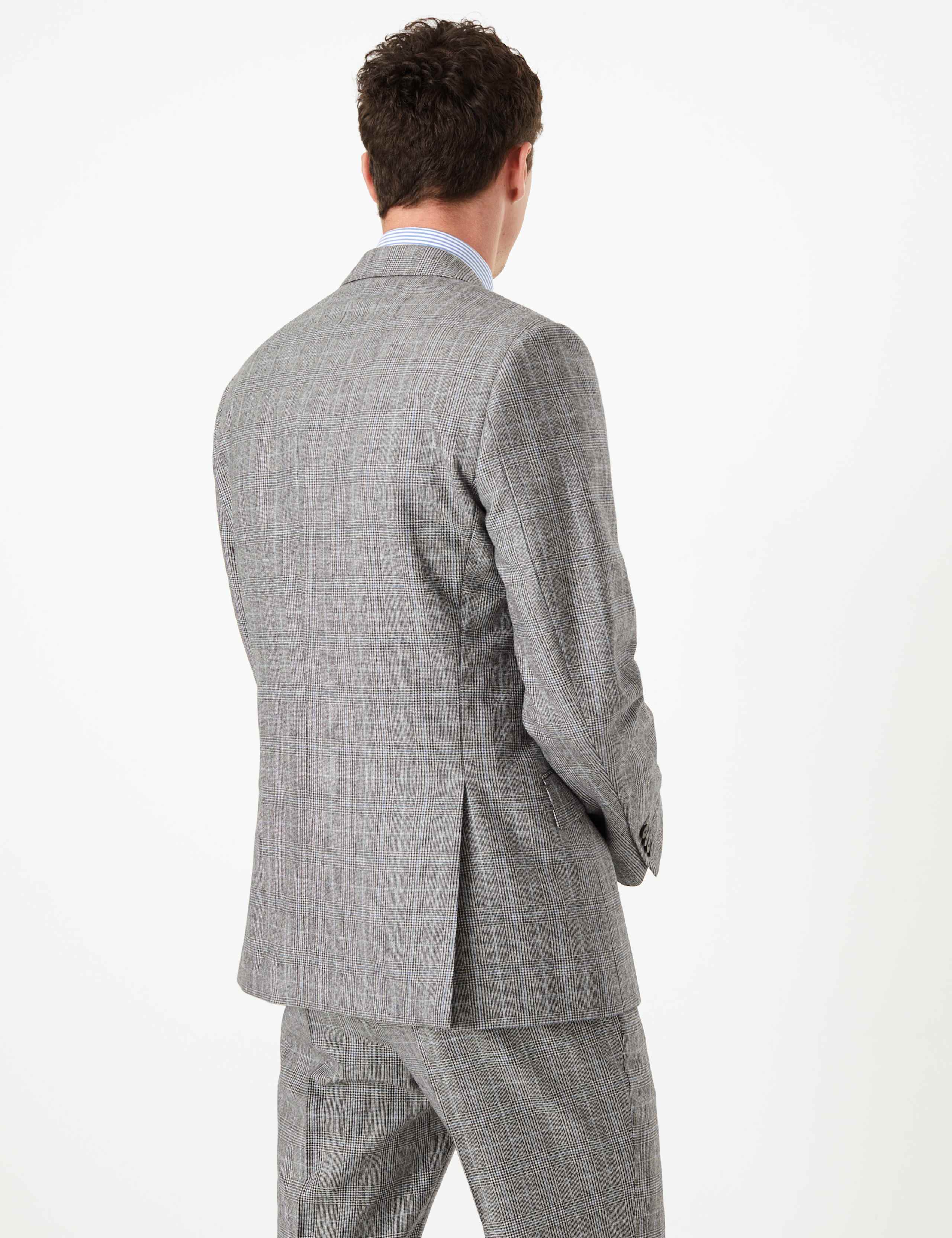 Grey Checked Tailored Fit Wool Jacket 4 of 8