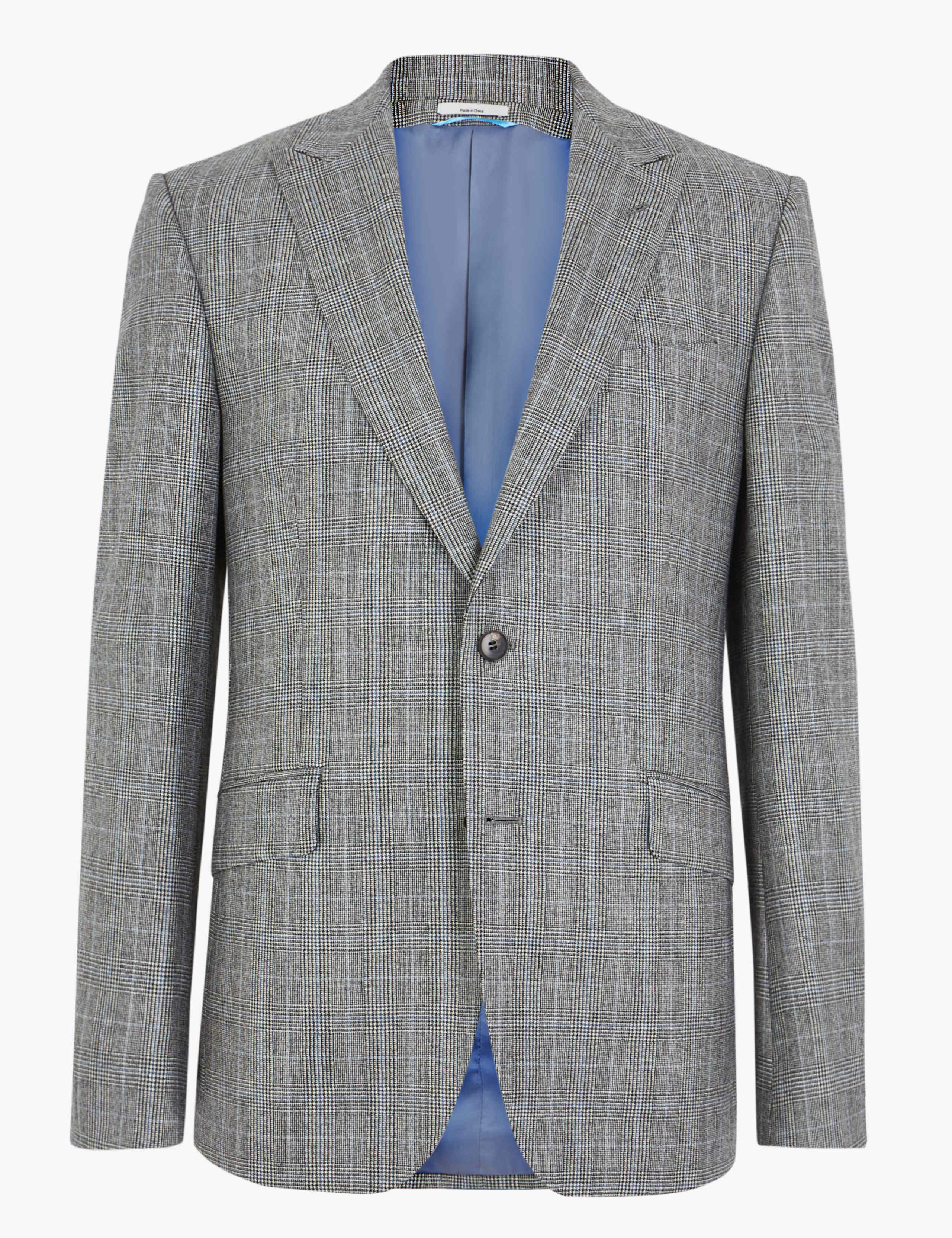 Grey Checked Tailored Fit Wool Jacket 2 of 8