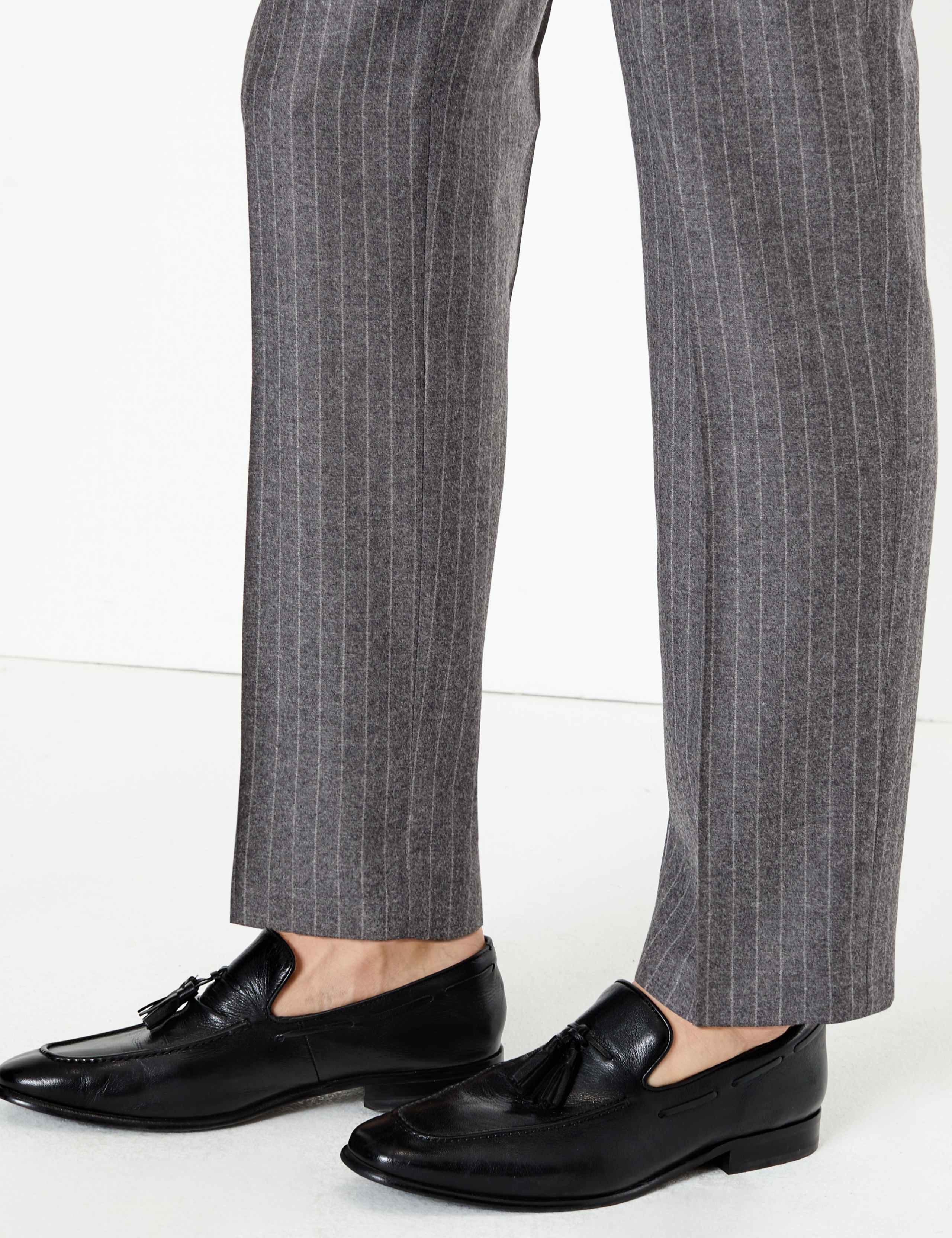 Grey Striped Tailored Fit Wool Trousers 4 of 5