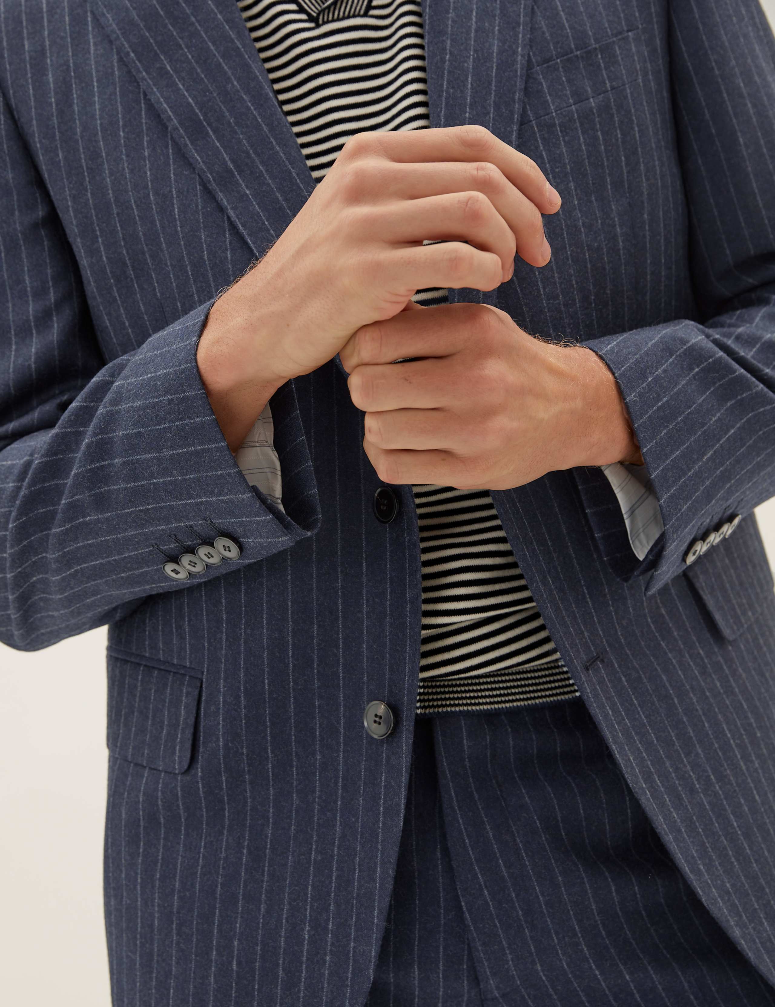 Tailored Fit Pure Wool Chalk Stripe Jacket 5 of 10