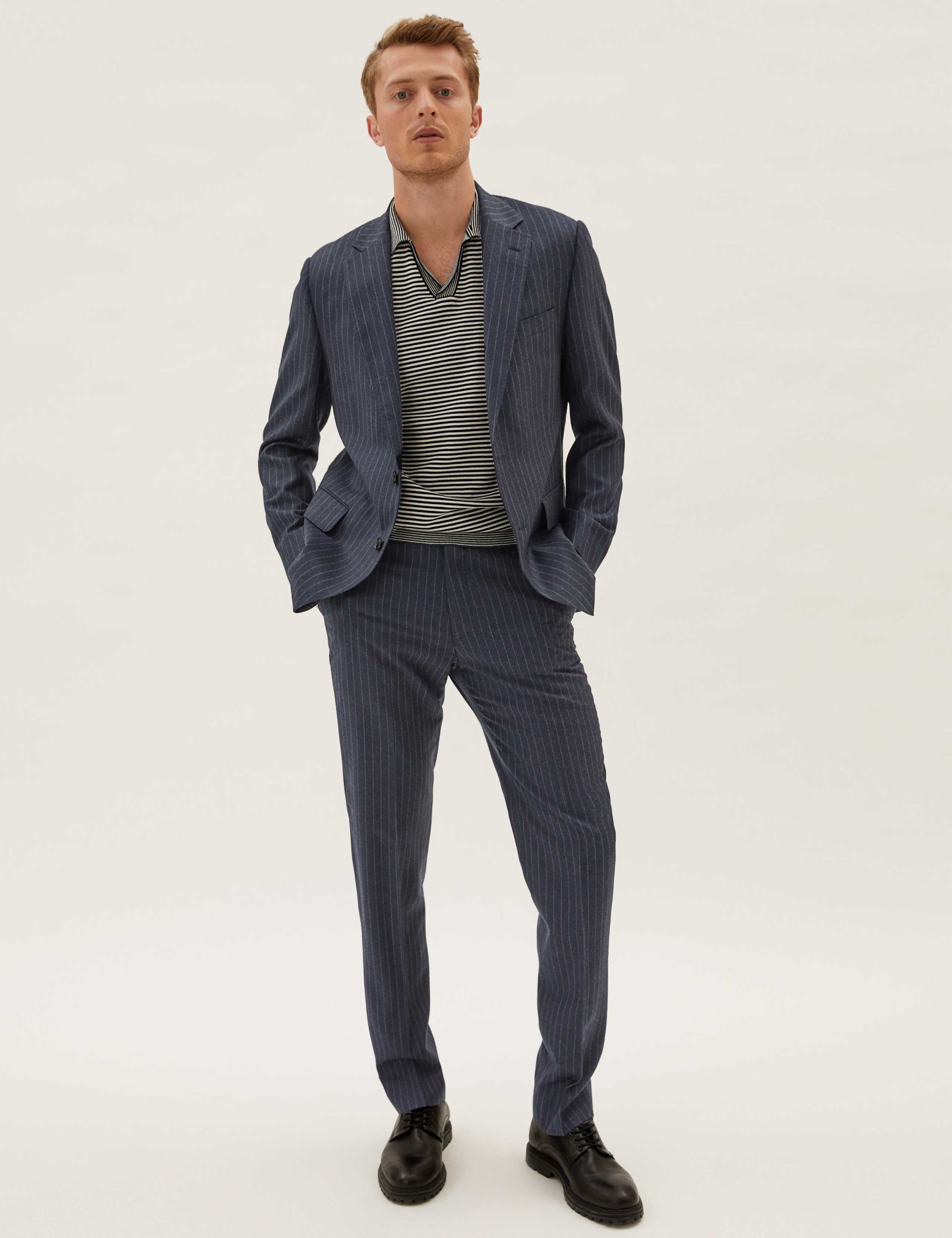 Tailored Fit Pure Wool Chalk Stripe Jacket 6 of 10