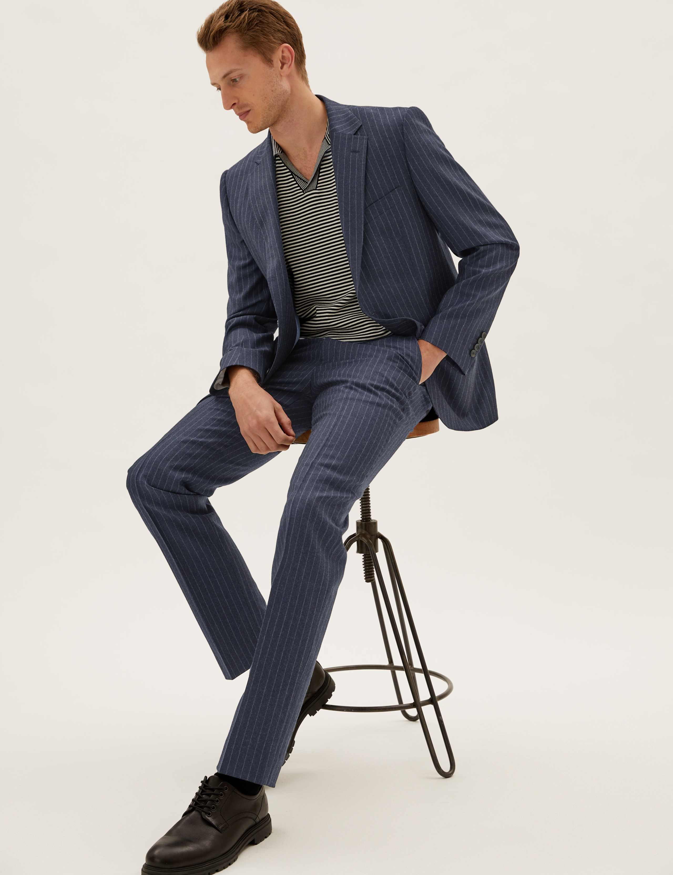 Tailored Fit Pure Wool Chalk Stripe Jacket 7 of 10