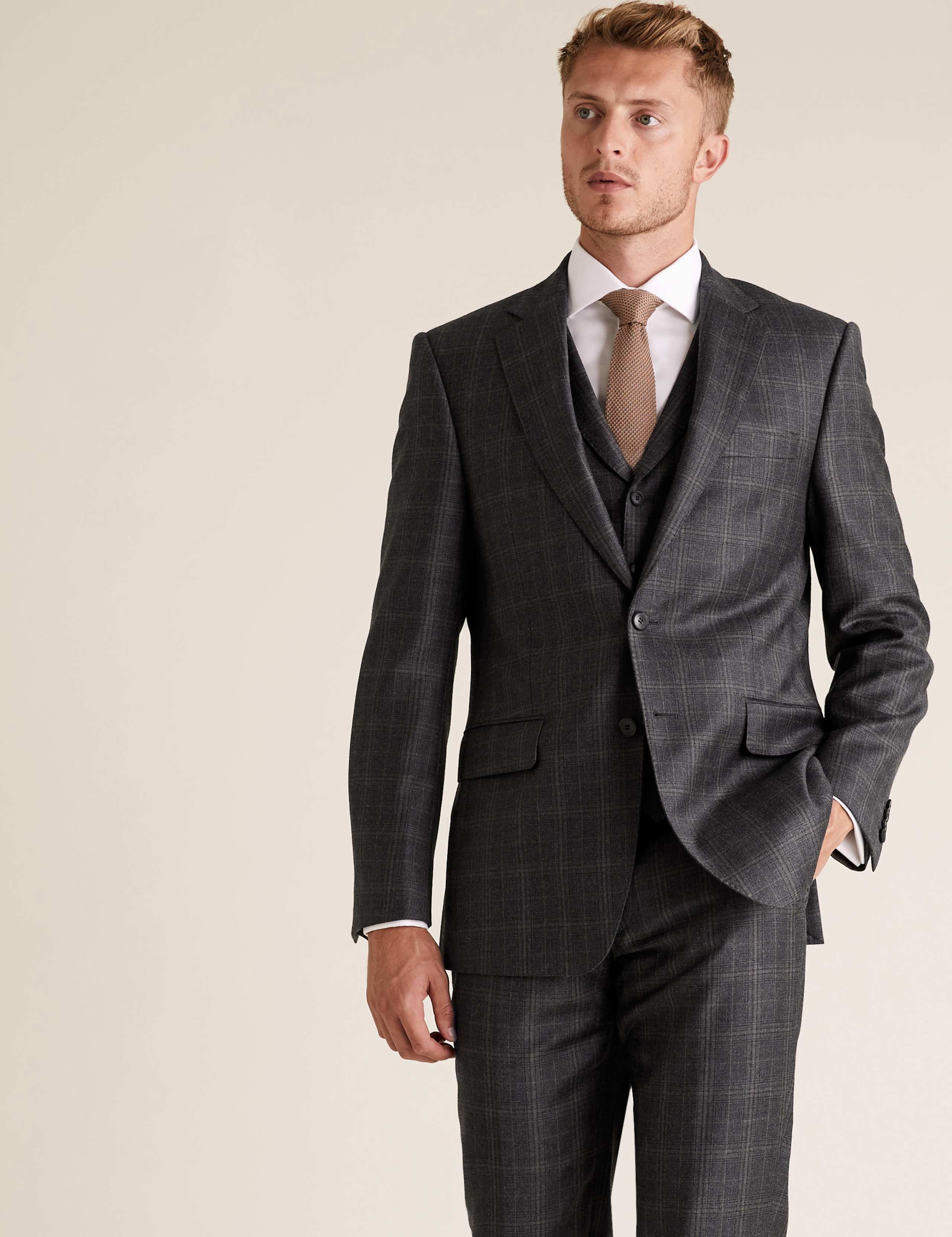 Tailored Fit Pure Wool Checked Waistcoat 5 of 5