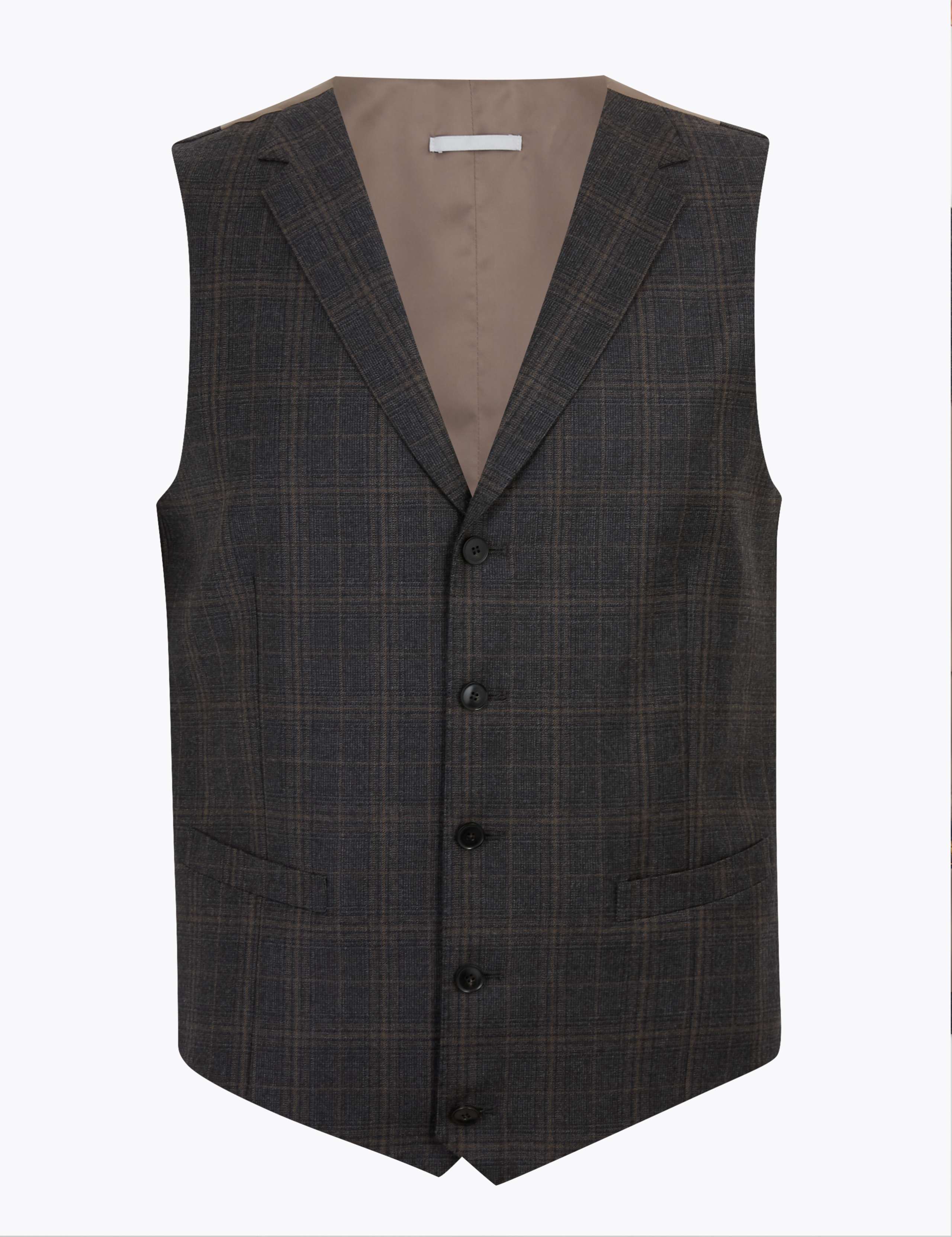 Tailored Fit Pure Wool Checked Waistcoat 2 of 5
