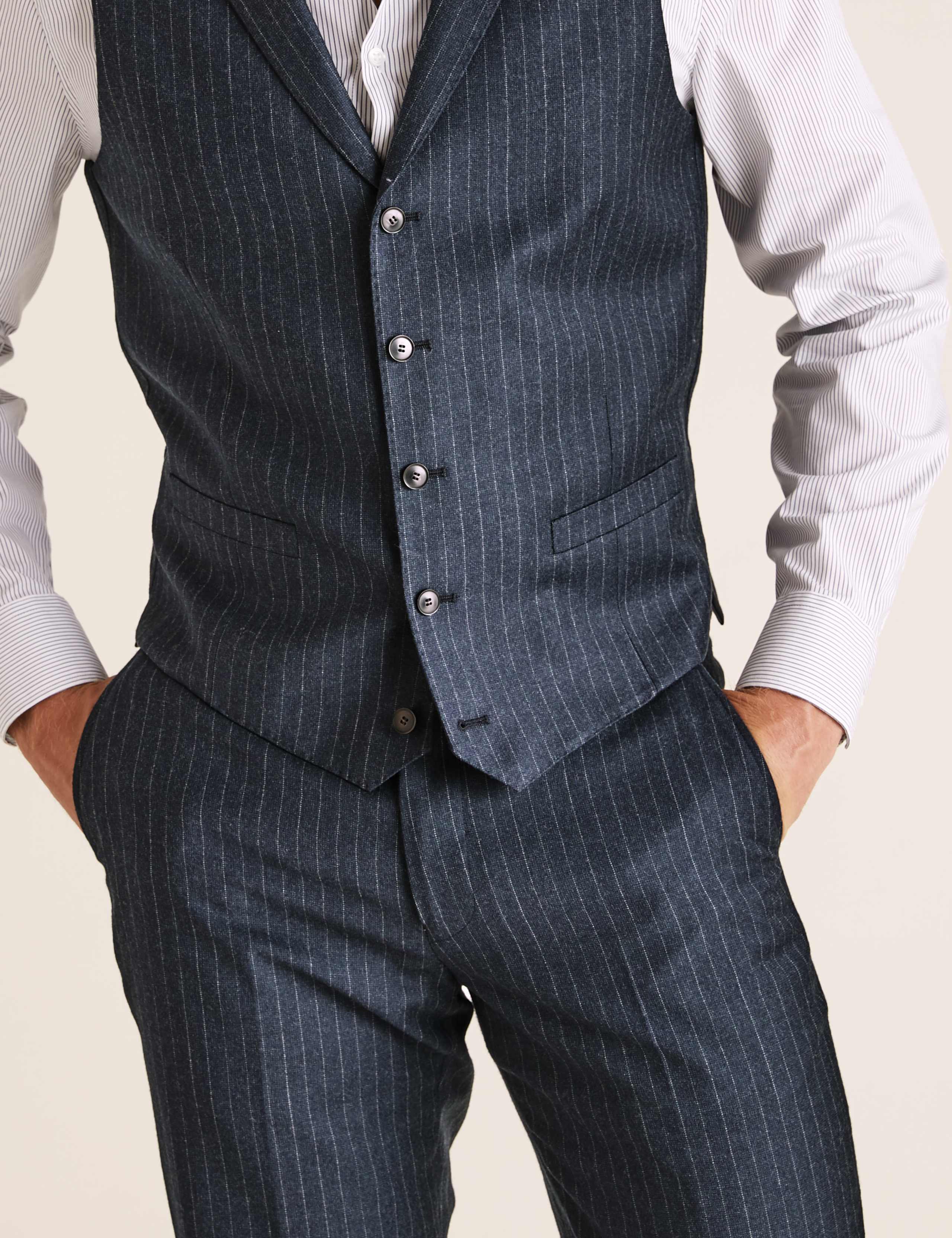 Tailored Fit Pure Wool Pinstripe Waistcoat 4 of 6