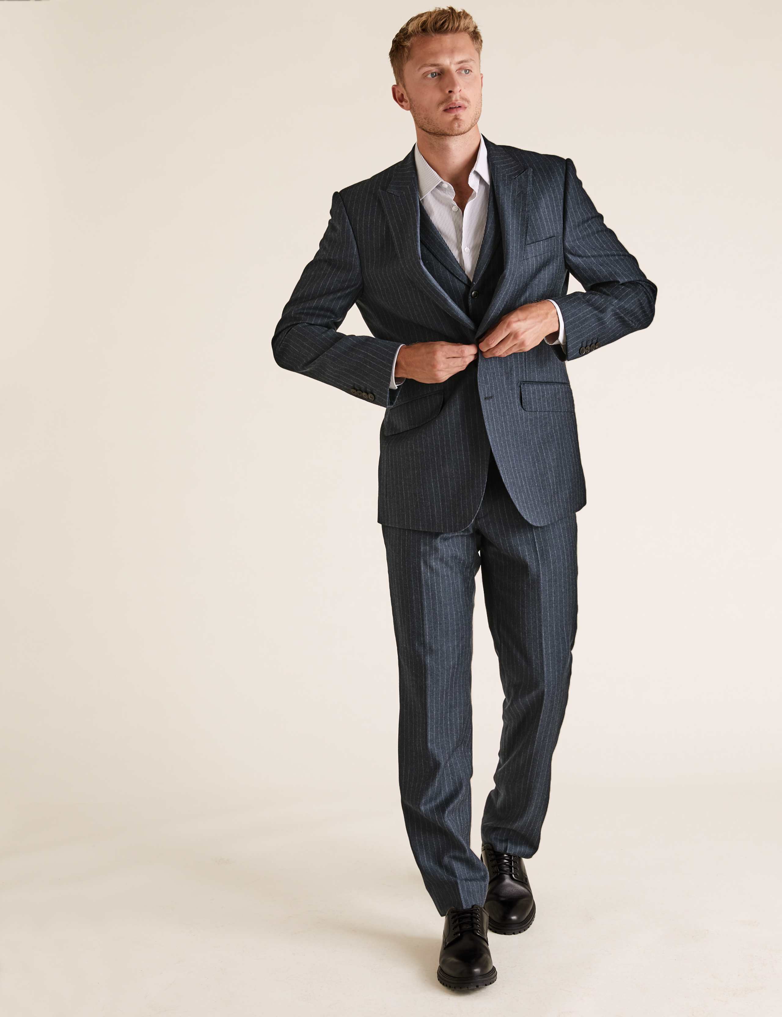Tailored Fit Pure Wool Pinstripe Waistcoat 6 of 6