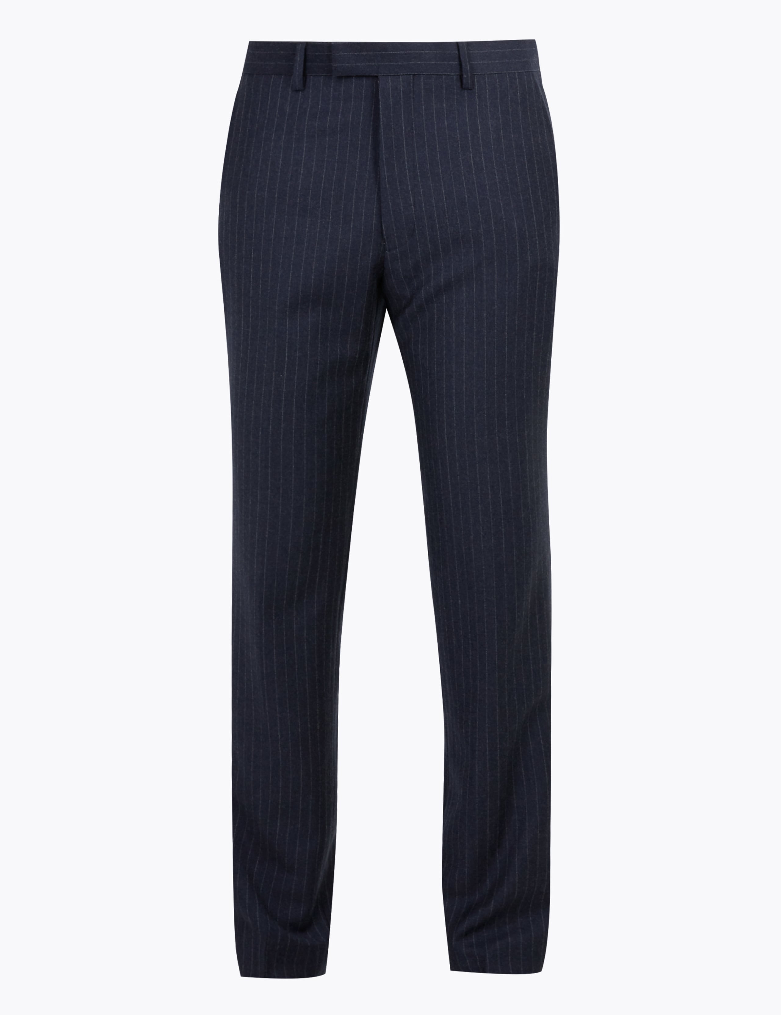 Pure Wool Pinstriped Flat Front Trousers 2 of 6