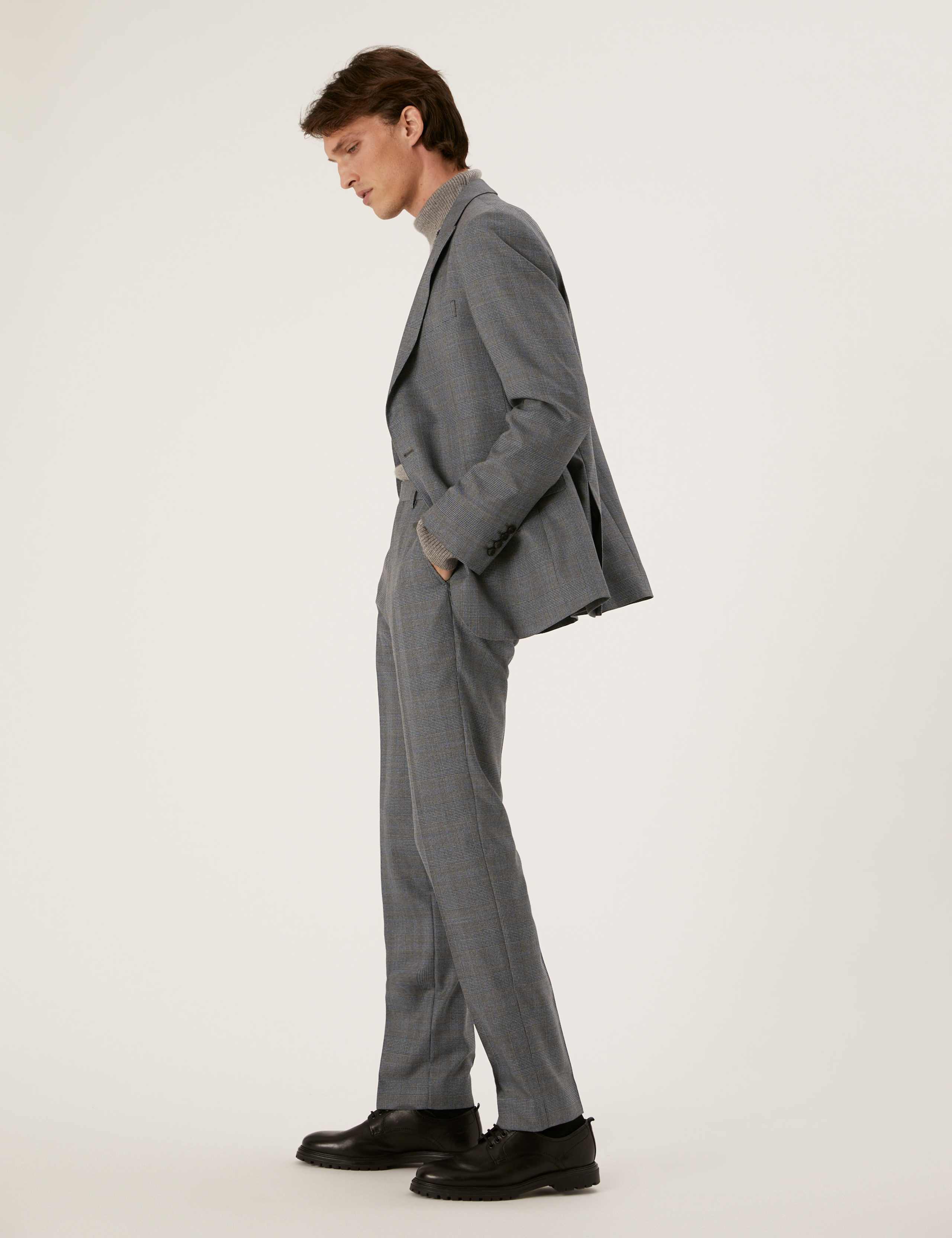 Tailored Fit Pure Wool Check Suit Jacket 7 of 8